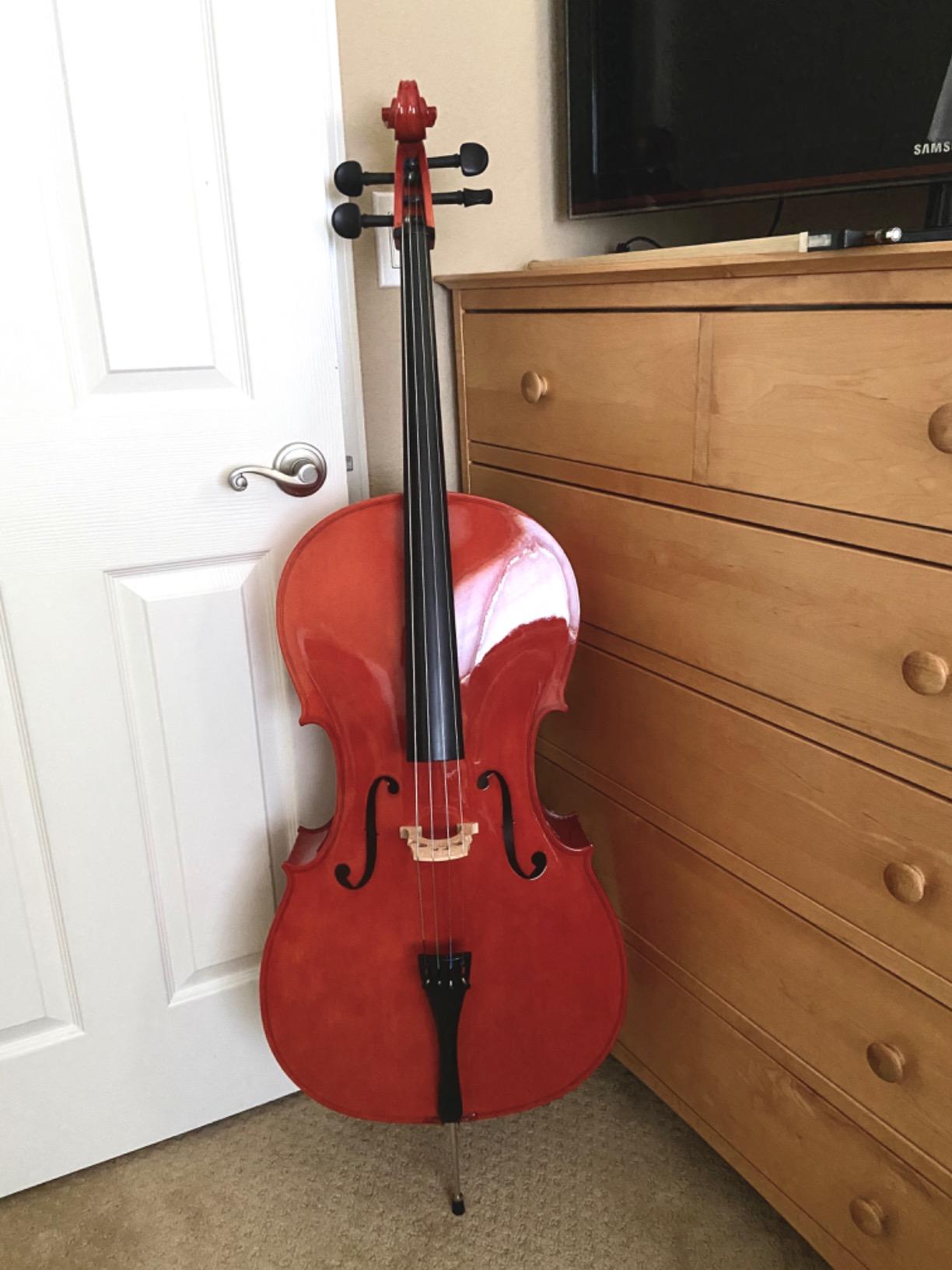 Cecilio 4/4 Full Size Cello Kit for Beginners, Spruce Top Acoustic Cello, Cello Kit with Bow, Stand, Rosin, Bag, Stringed Music Instruments for School Orchestras, Performances, Black customer photo 1