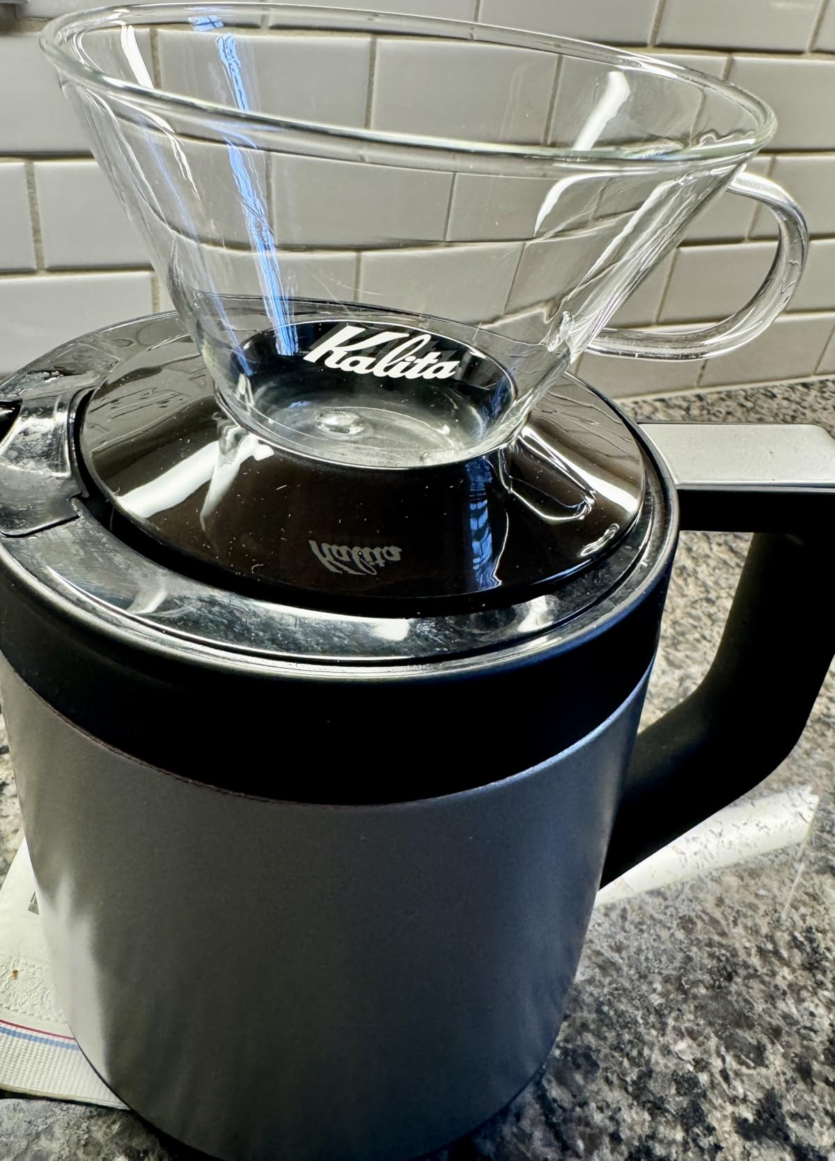 Kalita Wave Pour Over Coffee Dripper, Size 185, Heat-Resistant Glass customer photo 2