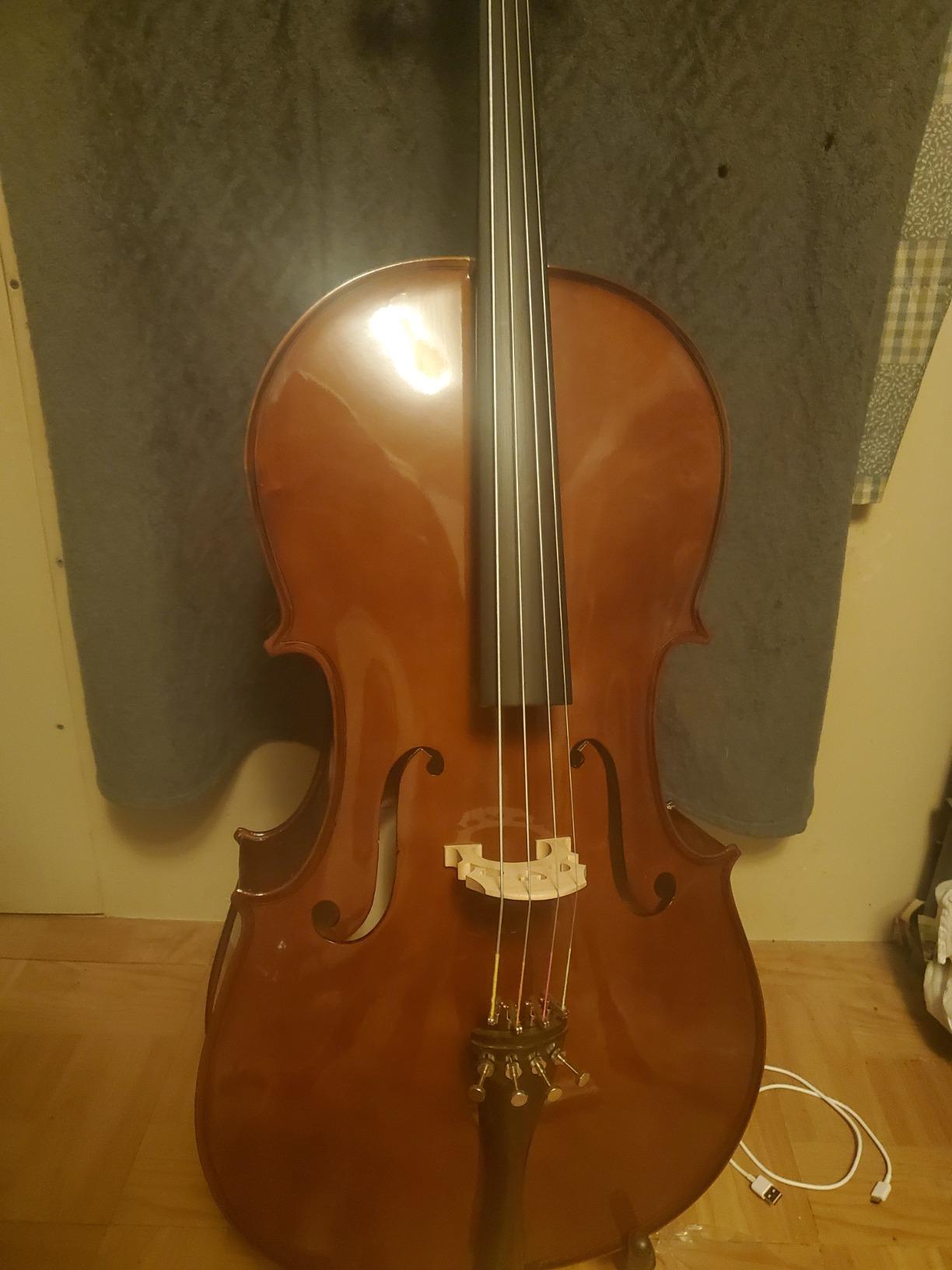 Cecilio 4/4 Full Size Cello, Beginner Cello 4/4, Acoustic Cello Set with Portable Bag, Bow, Rosin, Stand, String Musical Instruments for School Orchestras, Performances customer photo 2