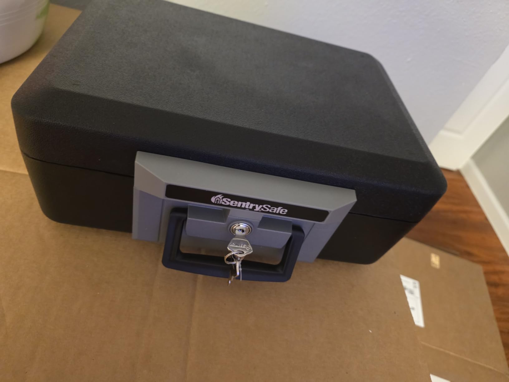 SentrySafe Fireproof Safe Box with Key Lock, Chest Safe with Carrying Handle to Secure Money, Jewelry, Documents, 0.25 Cubic Feet, 6.3 x 15.3 x 12.1 Inches, 1160 customer photo 2