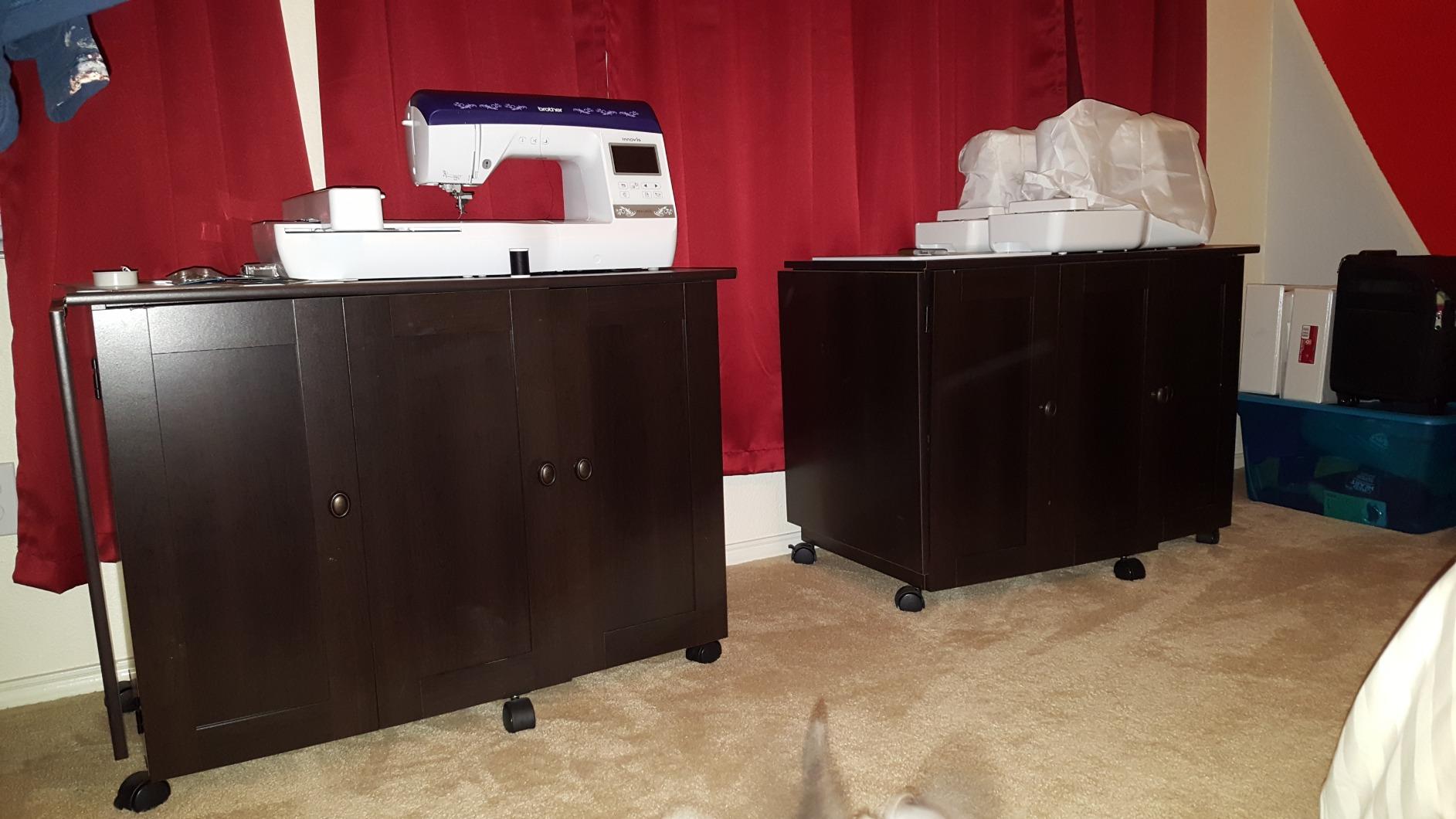 Sauder Folding SewingTable & Craft Cart Storage Cabinet, in Soft White customer photo 2