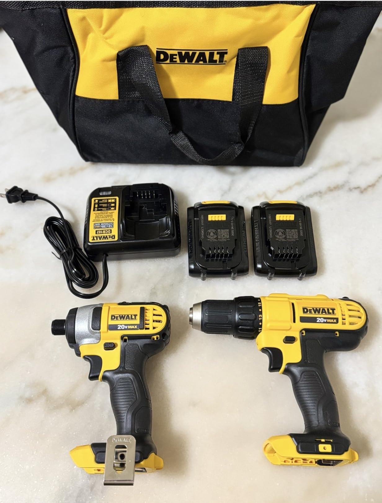 DEWALT 20V MAX Cordless Drill and Impact Driver, Power Tool Combo Kit, Includes 2 Batteries, Charger and Bag (DCK240C2) customer photo 2