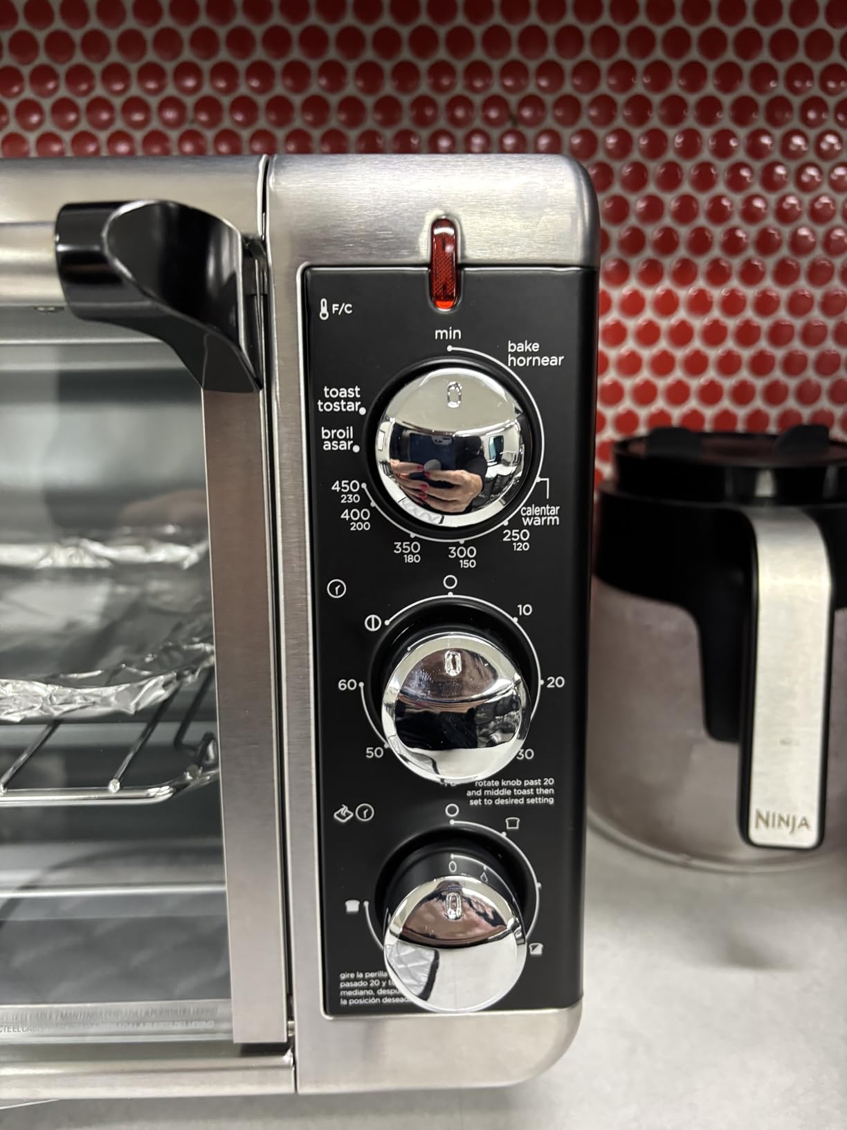 BLACK+DECKER TO3250XSBD 8-Slice Extra Wide Convection Countertop Toaster Oven, Includes Bake Pan, Broil Rack & Toasting Rack, Stainless Steel/Black | Extra-wide convection toaster oven fits 12-inch pizza with 60-minute timer and 3 rack positions customer photo 2