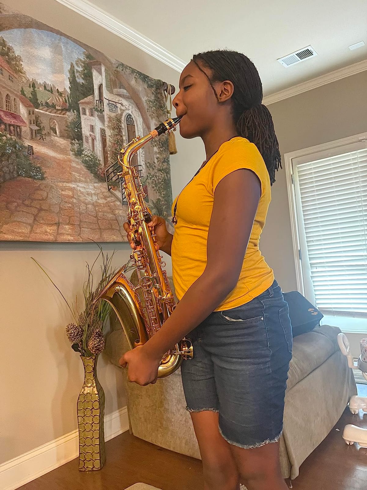 Glory Gold Laquer E Flat Alto Saxophone with 11reeds,8 Pads cushions,case,carekit customer photo 2