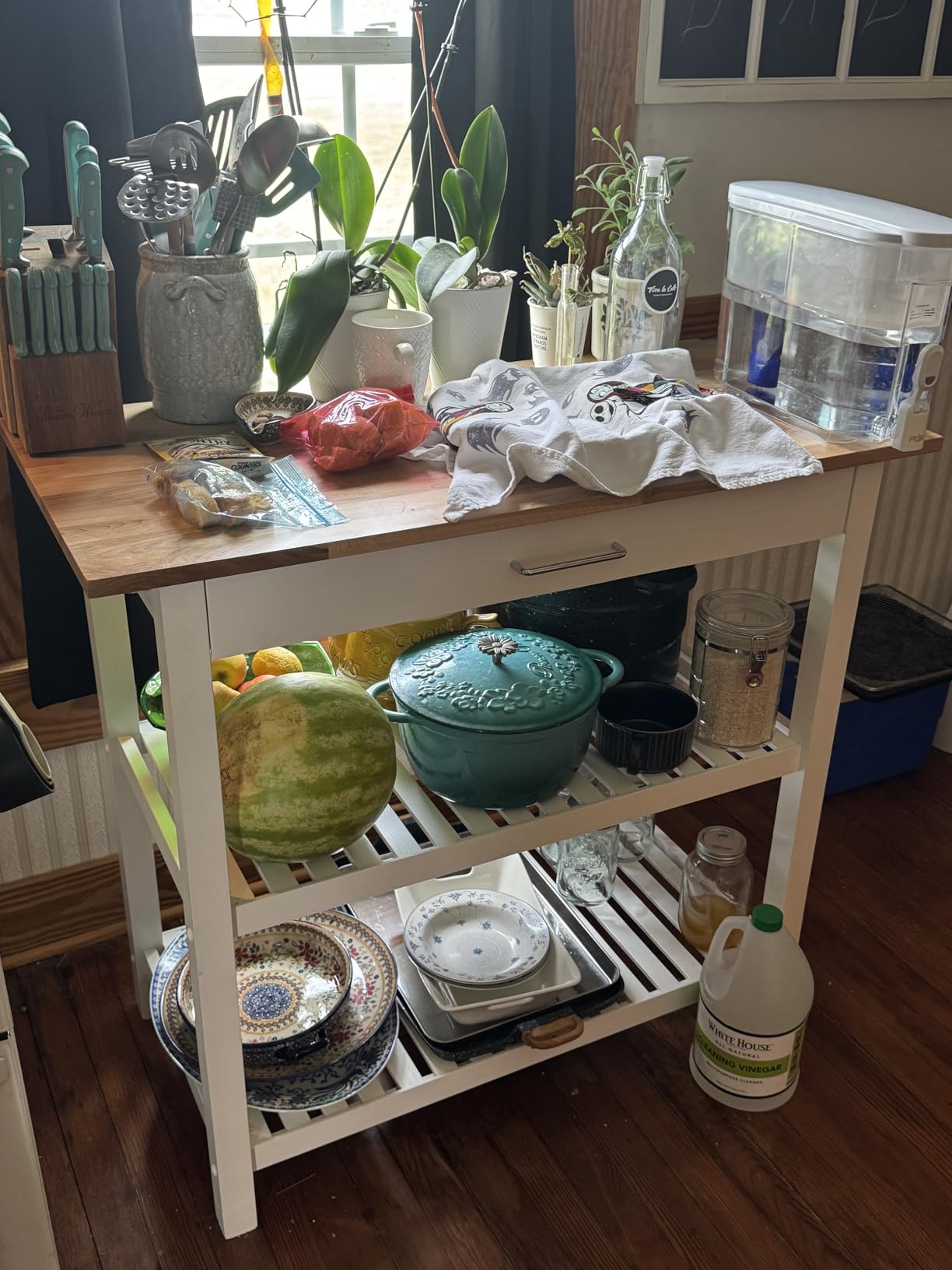Casual Home Kitchen Island with Solid American Hardwood Top, Natural/White, 40 W (373-91) customer photo 1