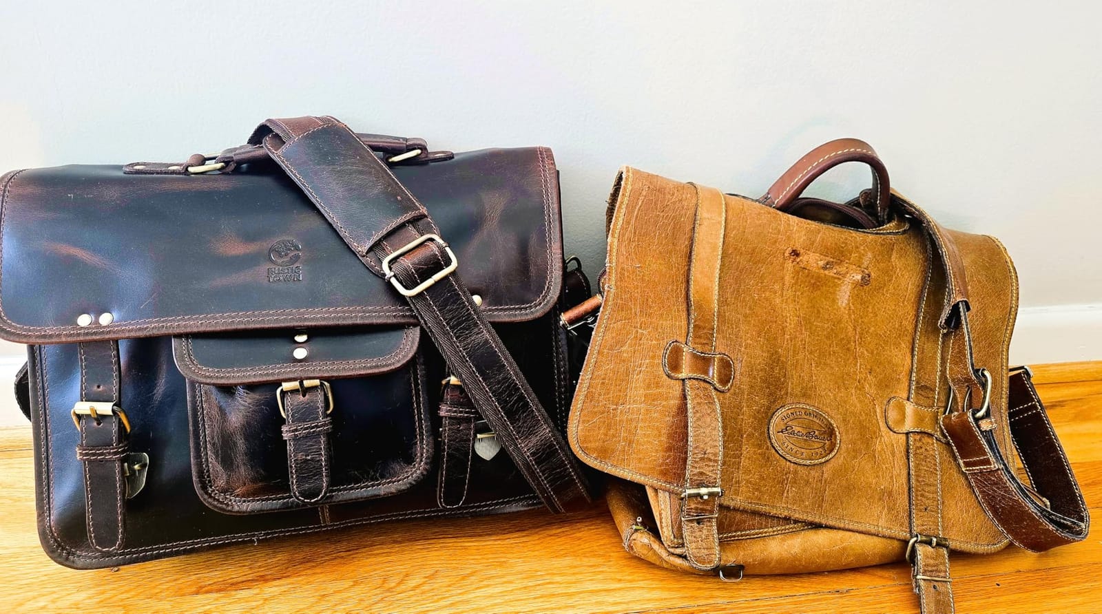 Leather Messenger Bag for Men - 16 Inch Laptop Briefcase, Office Satchel | Fits 16
