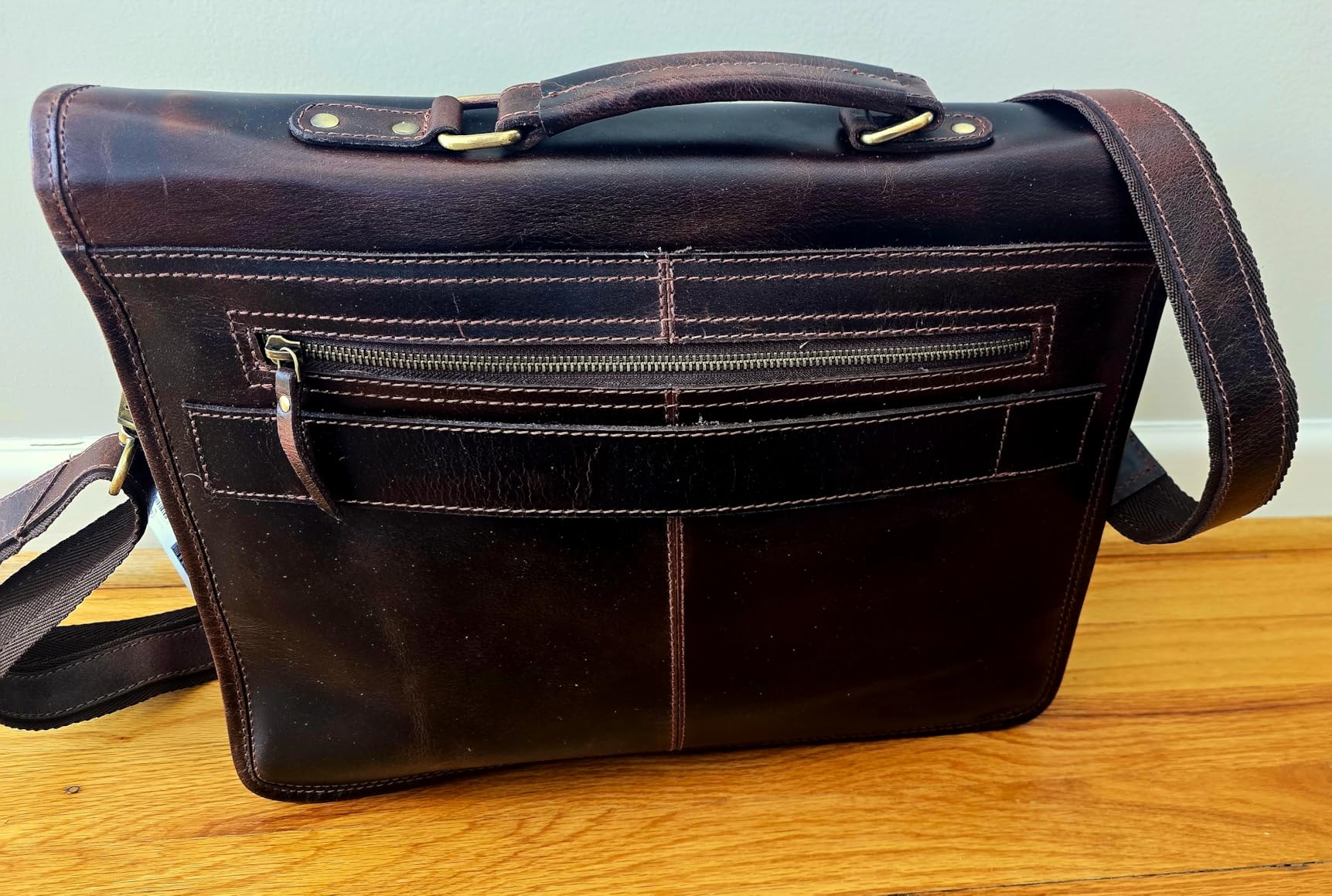 Leather Messenger Bag for Men - 16 Inch Laptop Briefcase, Office Satchel | Fits 16
