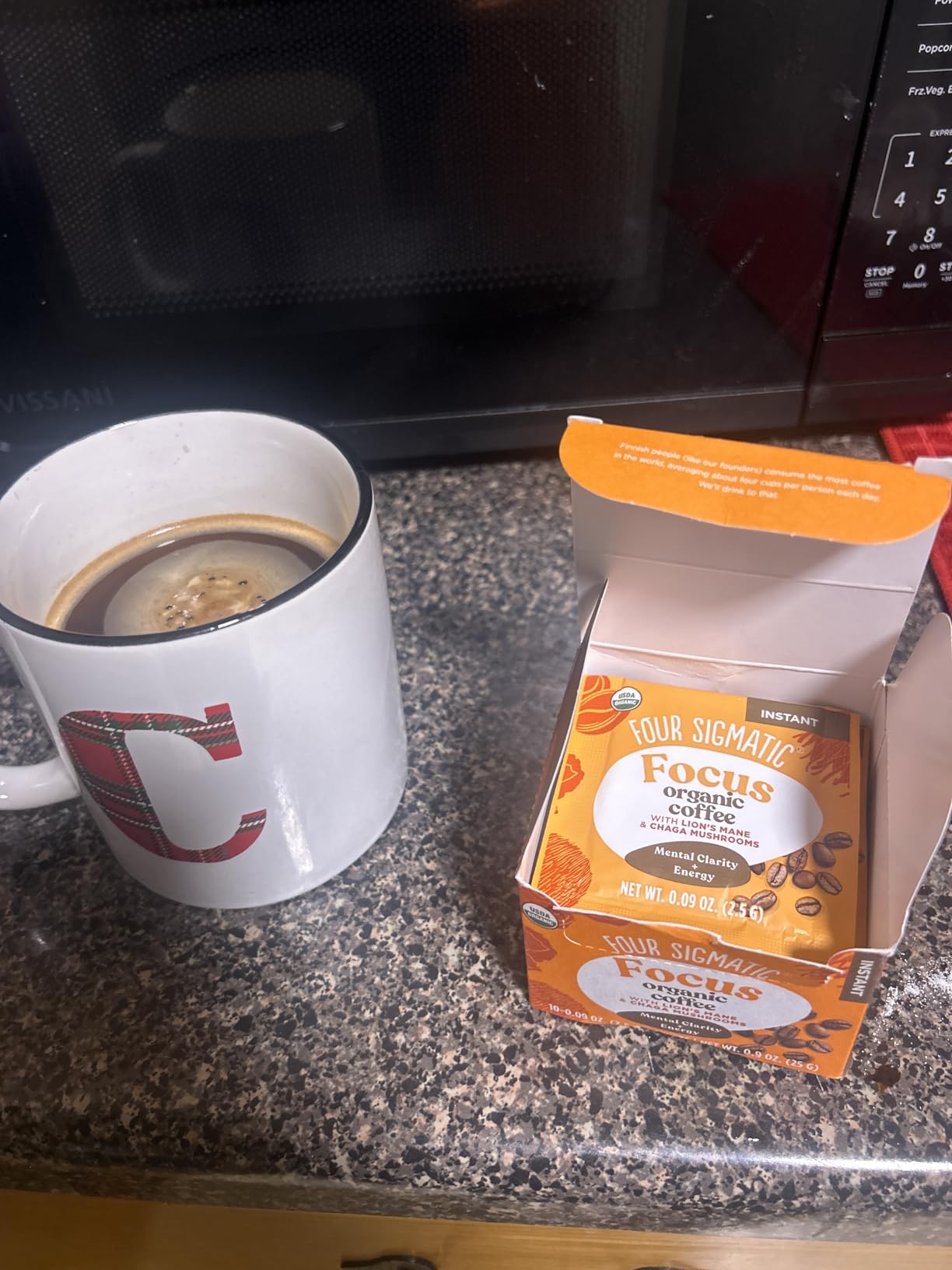 Four Sigmatic Focus Organic Mushroom Coffee | Instant Mushroom Coffee Mix with Lion's Mane, Chaga and Rhodiola for Better Focus and Immune Support | 10 Packets customer photo 2