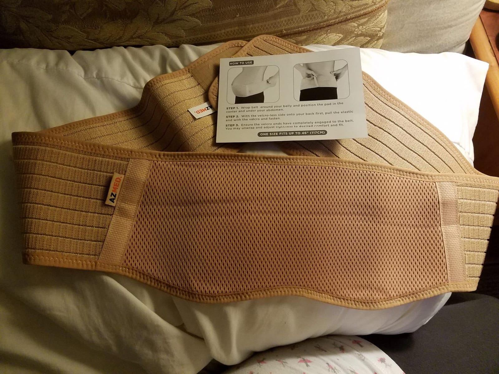 AZMED Maternity Belt Back Support - Adjustable Abdominal Binder for Pregnancy - Belly Band for Pelvic, Waist & Lower Back Comfort - Fits Up to 46 Inches - Beige customer photo 2