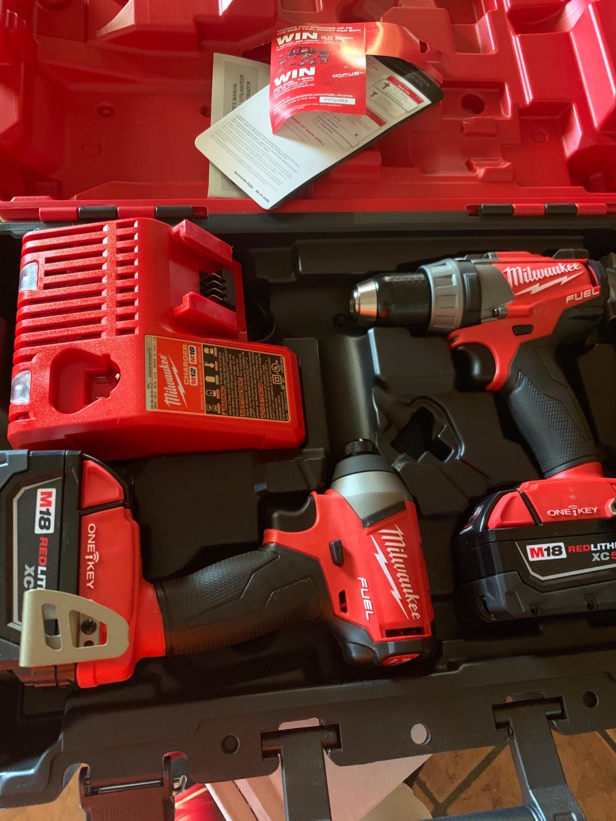 Milwaukee 2796-22 M18 FUEL ONE-KEY 18-Volt Lithium-Ion Brushless Cordless Hammer Drill/Impact Driver Combo Kit customer photo 2