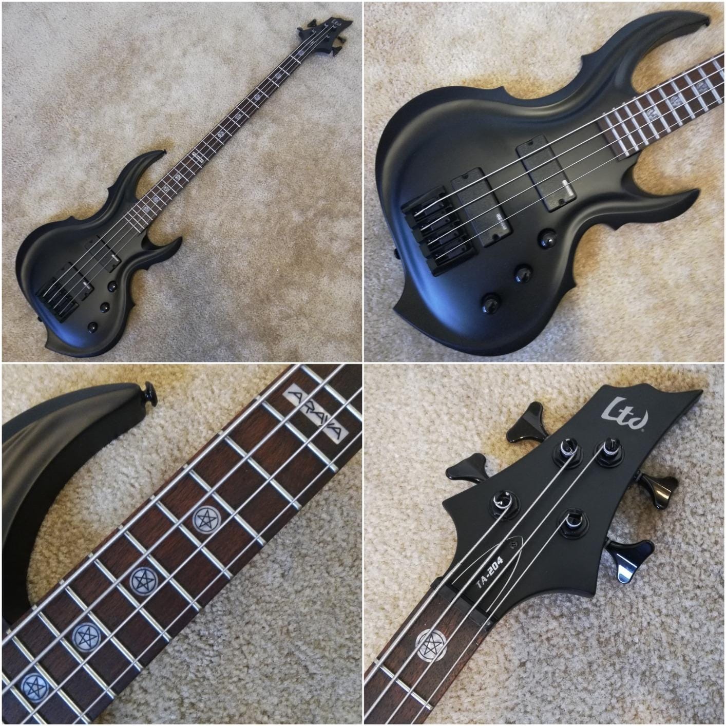 ESP LTD TA-204 FRX Signature Series Tom Araya Bass Guitar, Black Satin customer photo 2