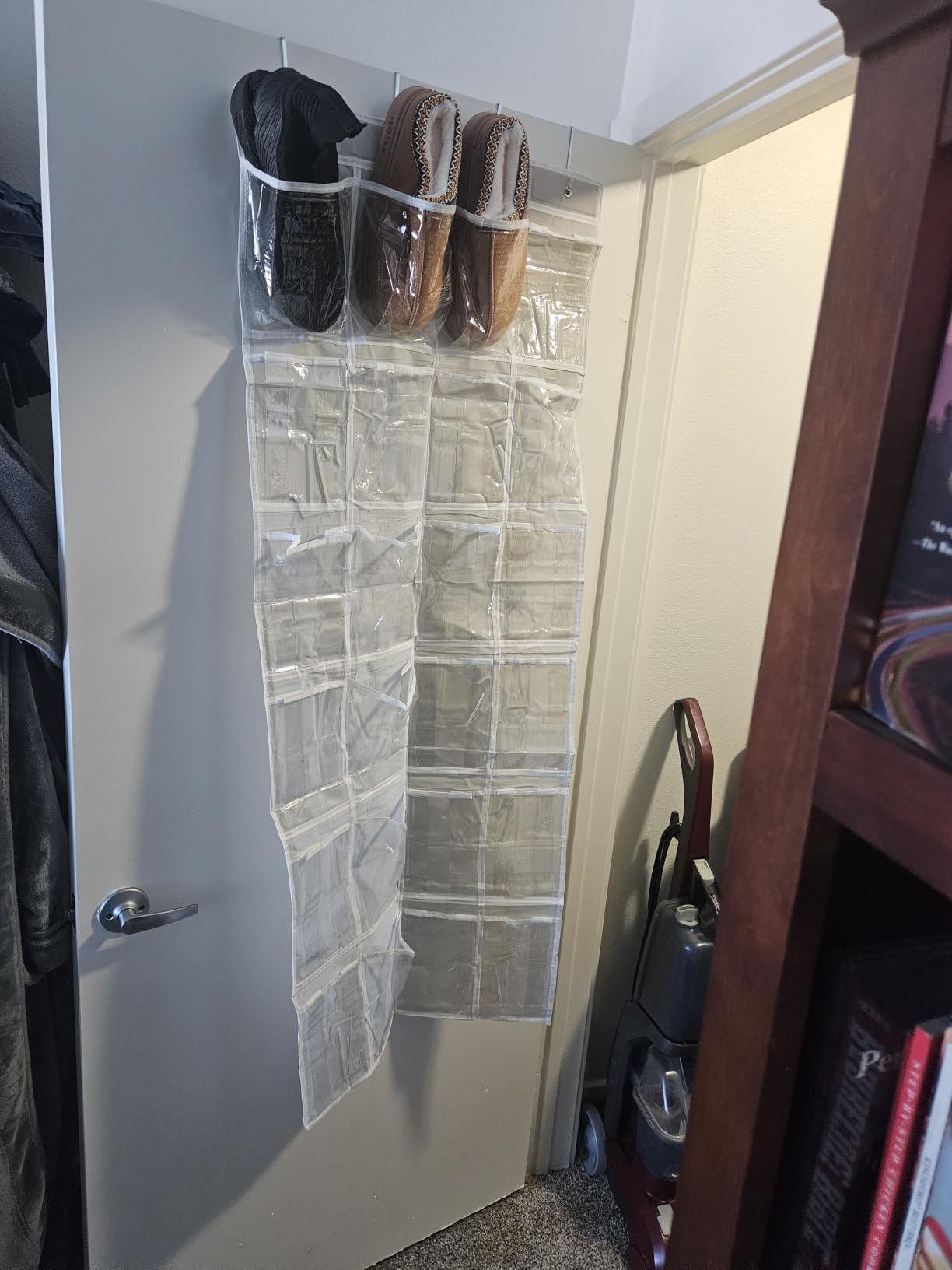 Simple Houseware 24 Pockets Clear Over the Door Shoe Organizer, Gray | 64