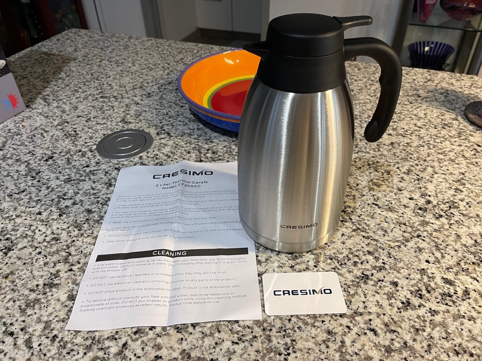 Cresimo Thermal Coffee Carafe 68oz / 2L - 12 Hours Hot Beverage Dispenser | Insulated Stainless Steel Carafe for Liquids, Coffee Carafes For Keeping Hot Water Dispenser for Parties - Large Tea Flask customer photo 2