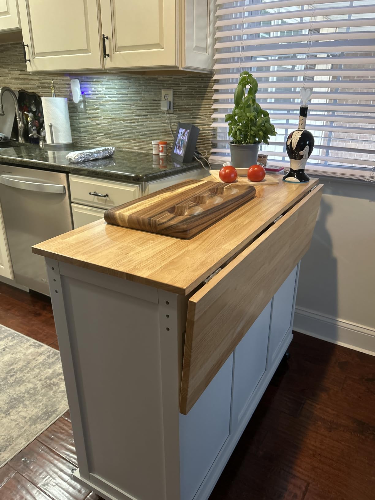Homestyles Dolly Madison Off-White Mobile Kitchen Island Cart with Wood Drop Leaf Breakfast Bar customer photo 1