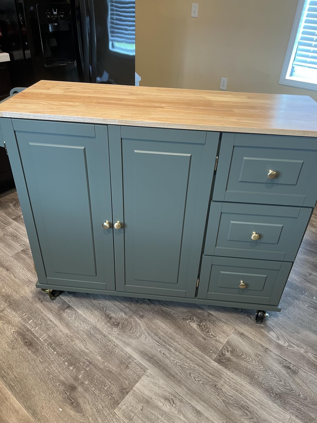 Homestyles Dolly Madison Off-White Mobile Kitchen Island Cart with Wood Drop Leaf Breakfast Bar customer photo 2