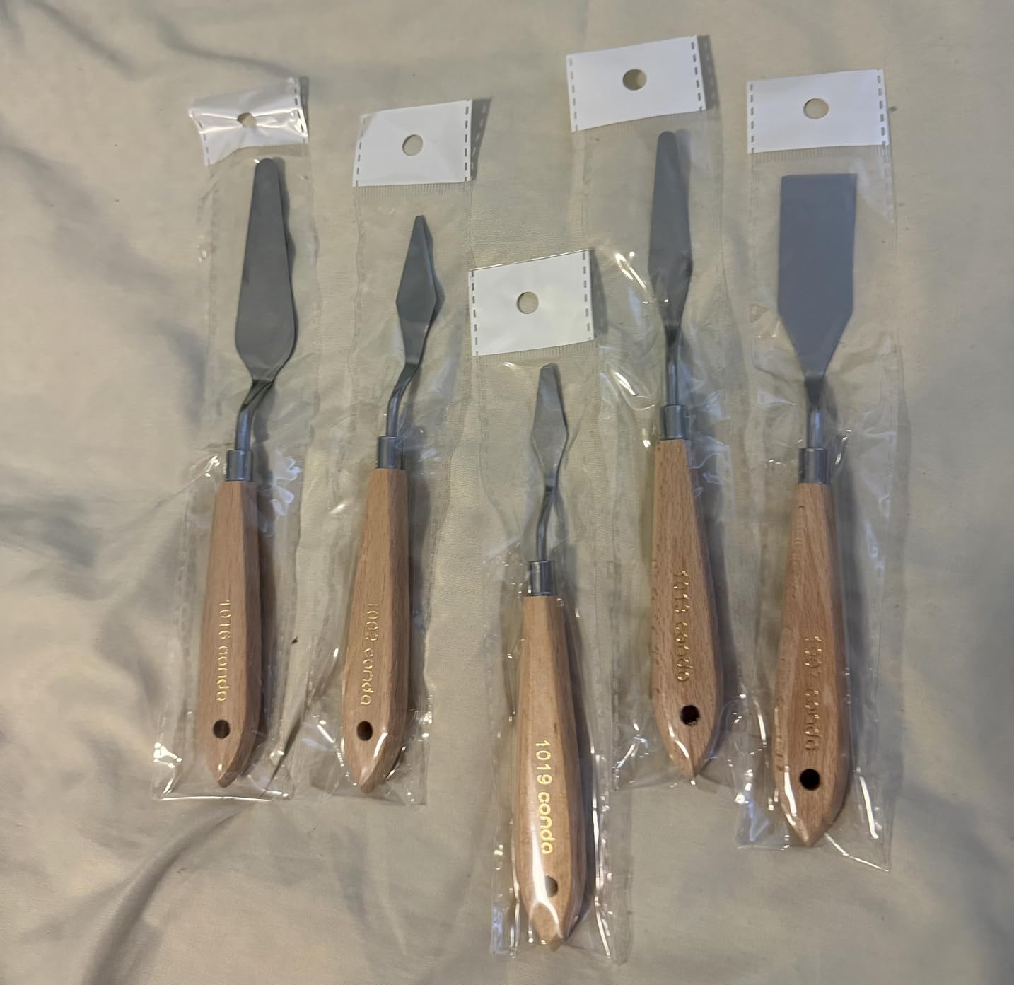 CONDA Palette Knife Painting Stainless Steel Spatula Palette Knife Oil Paint Metal Knives Wood Handle (Red 5 Piece) customer photo 1