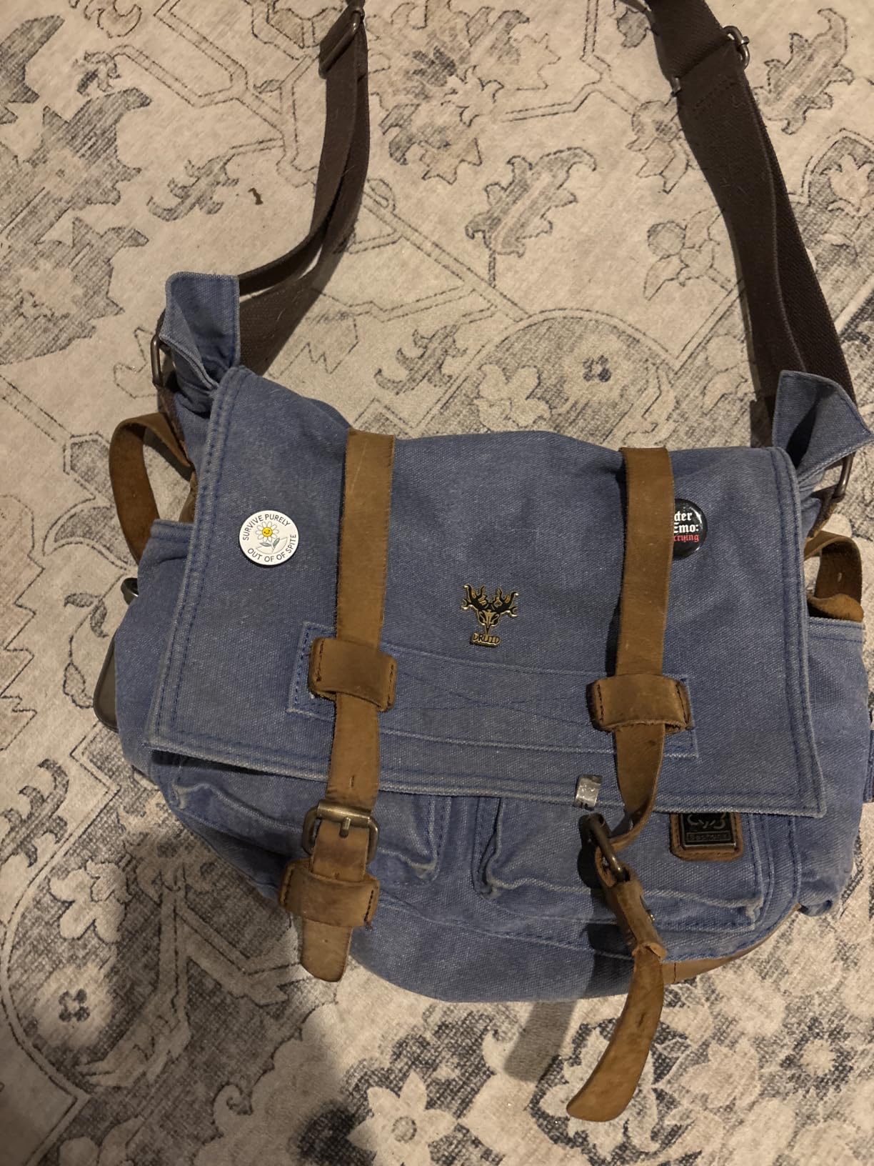 Sechunk Vintage Military Leather Canvas Laptop Bag Messenger Bags Medium customer photo 1