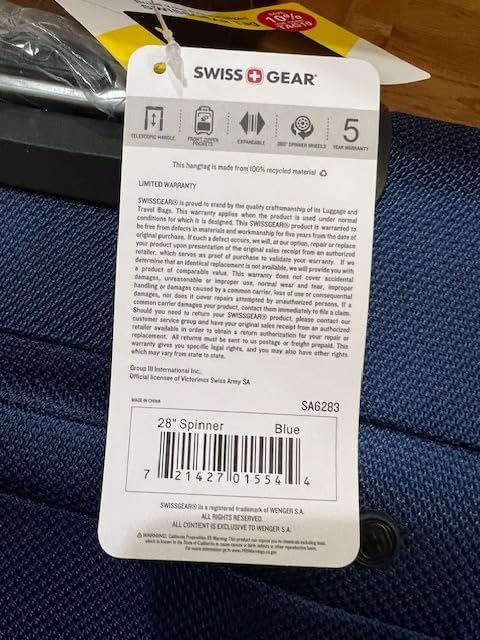 Sion Softside Expandable Spinner Luggage Durable Lightweight Travel Suitcase, Blue, Checked-Large customer photo 2