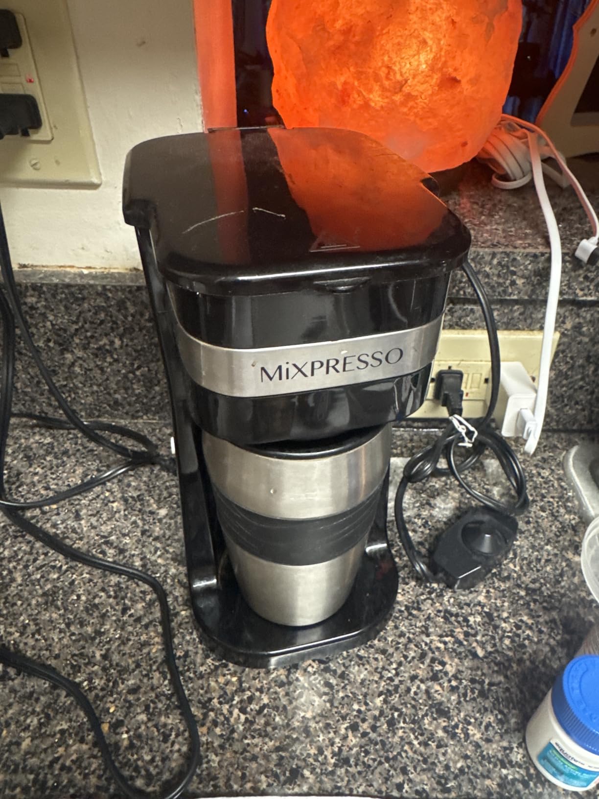 Mixpresso Single Serve & Single Cup Coffee Maker with 14oz Travel Mug Black | For ground coffee only, reusable filter, auto shut off. Compact personal drip coffee maker, not compatible with K-Cup pods. customer photo 2