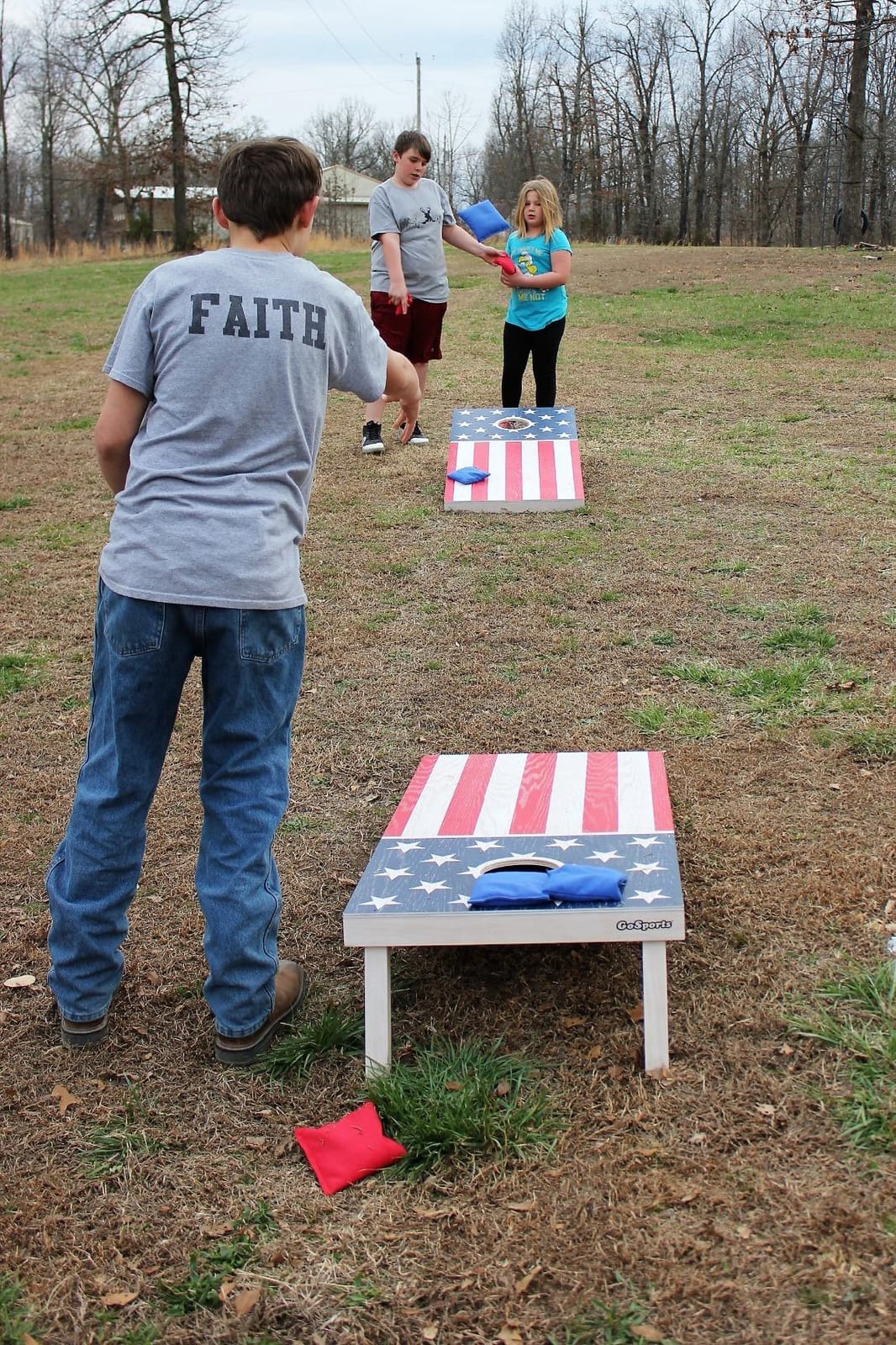 GoSports 4 x 2 ft Flag Series Wood Cornhole Sets - American Flag or State Flags - Includes 2 Regulation Size Boards, 8 Bean Bags, Carrying Case and Rules customer photo 1