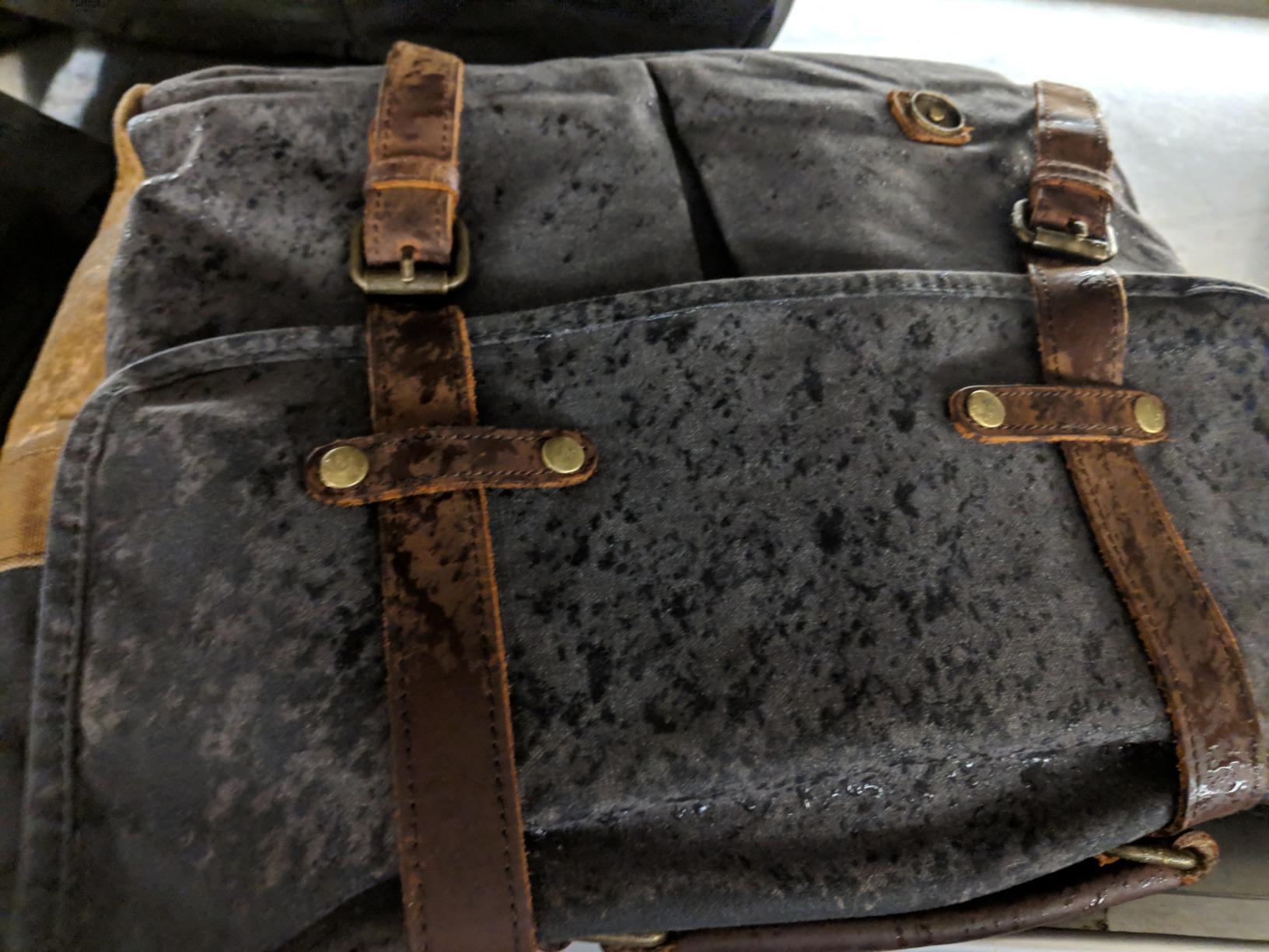 NEWHEY Mens Messenger Bag 15.6 Inch Business Office Work Briefcase Brown | Waterproof, Vintage Genuine Leather, Waxed Canvas, Large Satchel Shoulder Bag, Rugged Leather Computer Laptop Bag customer photo 2