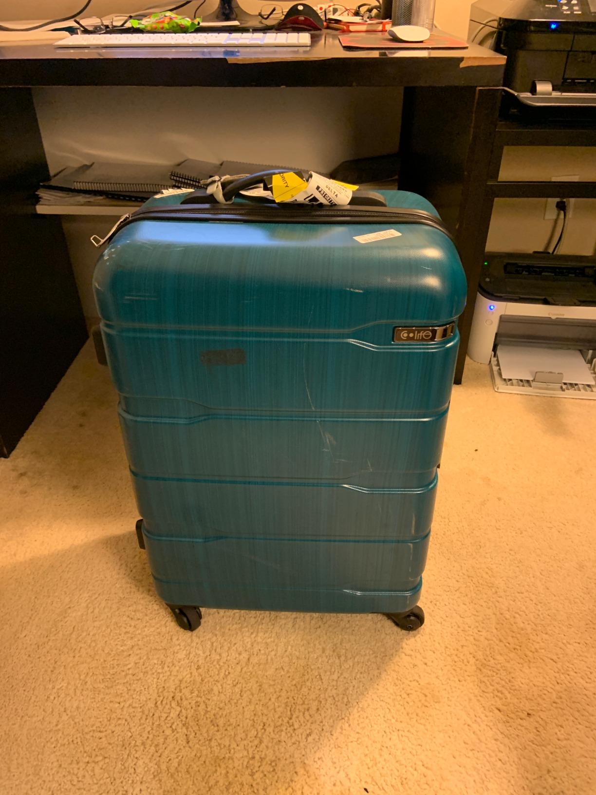 Coolife Medium Checked Luggage Hardside Suitcase with Spinner Wheels, 24in customer photo 1
