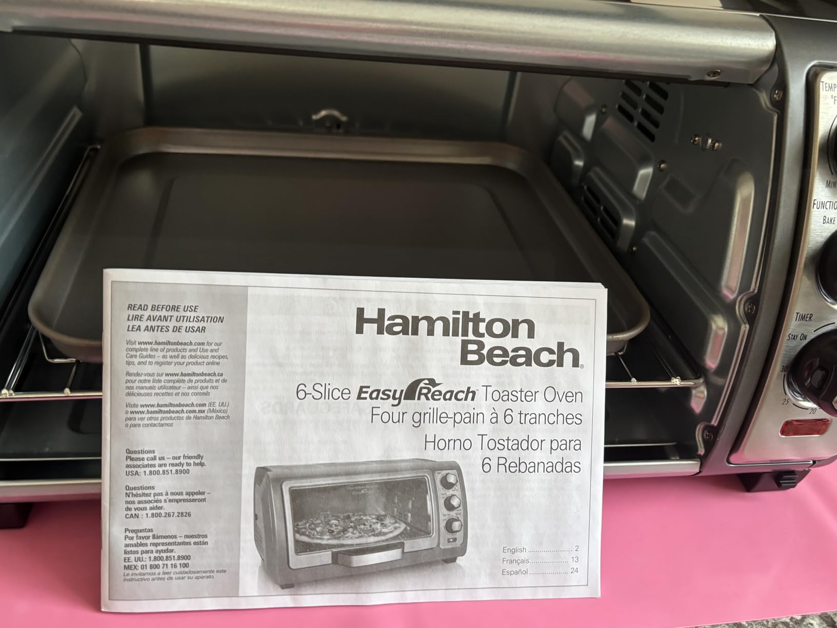 Hamilton Beach Easy Reach 6 Slice Countertop Convection Toaster Oven | Roll-Top Door For Easy Access | Bake, Broil & Toast Functions | 150 to 450ºF Adjustable Temp | Auto Shutoff | Silver customer photo 2