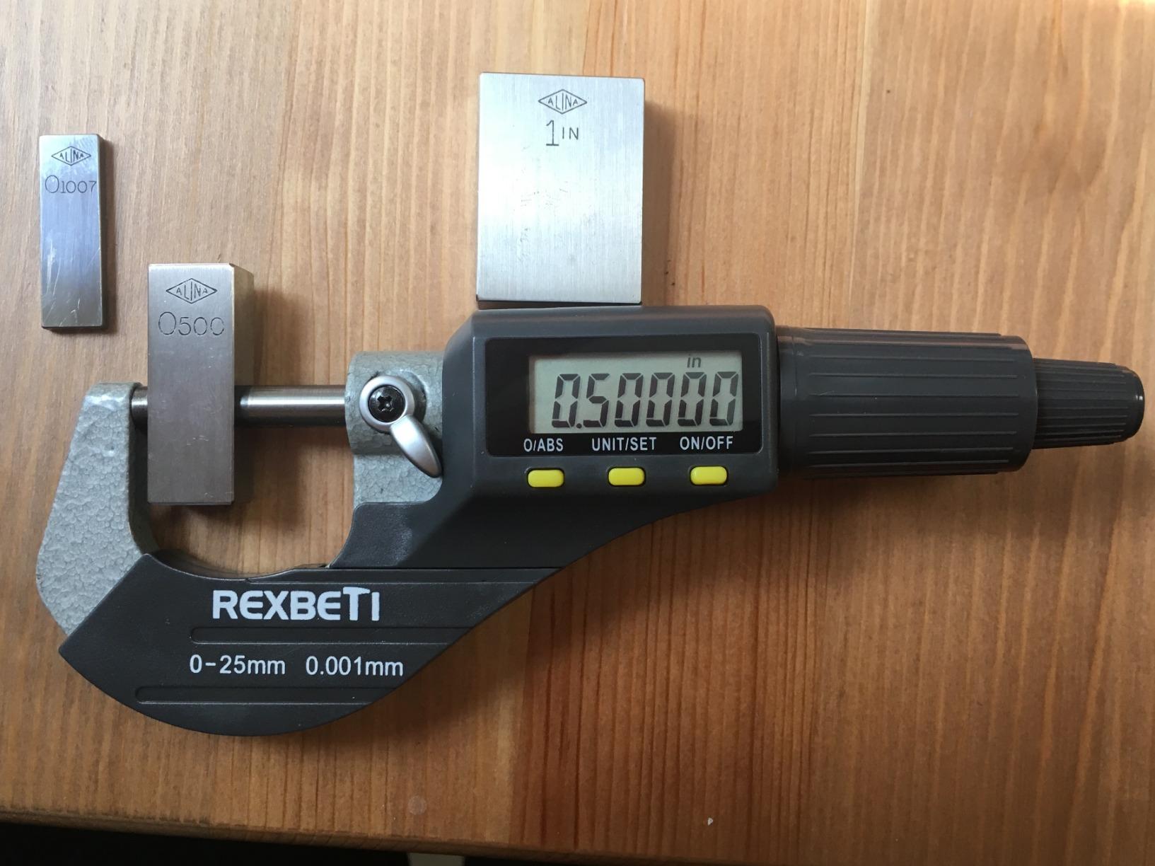 REXBETI Outside Micrometer, Ultra-Precision Carbide Tipped Measuring Tool | Digital Micrometer, Professional Inch/Metric, 0.00005