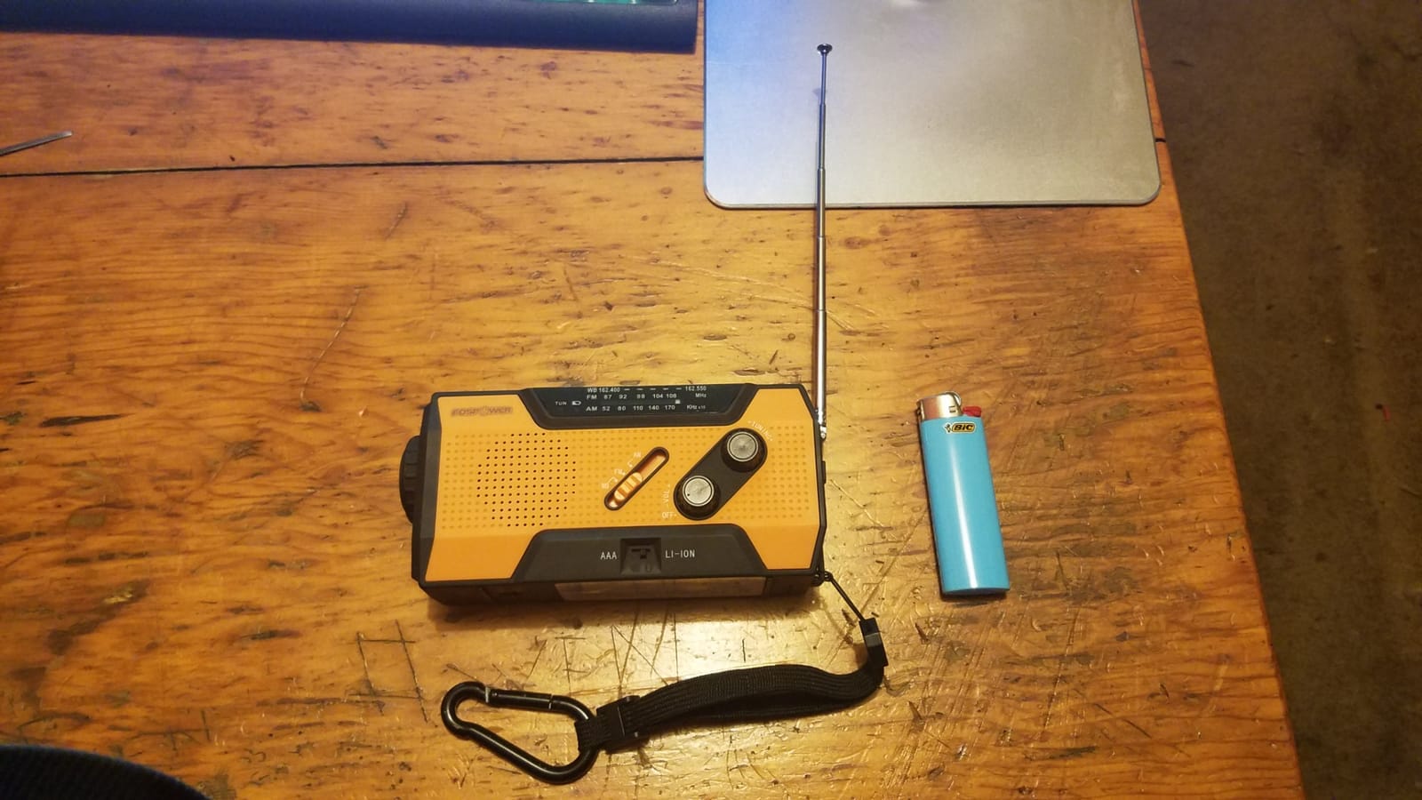 FosPower NOAA Emergency Weather Radio A1 7400mWh Solar Hand Crank (Orange) | AM/FM/WB power bank 4 power options SOS alarm LED flashlight & 4 LED reading light for outdoor emergency & power outage use customer photo 2