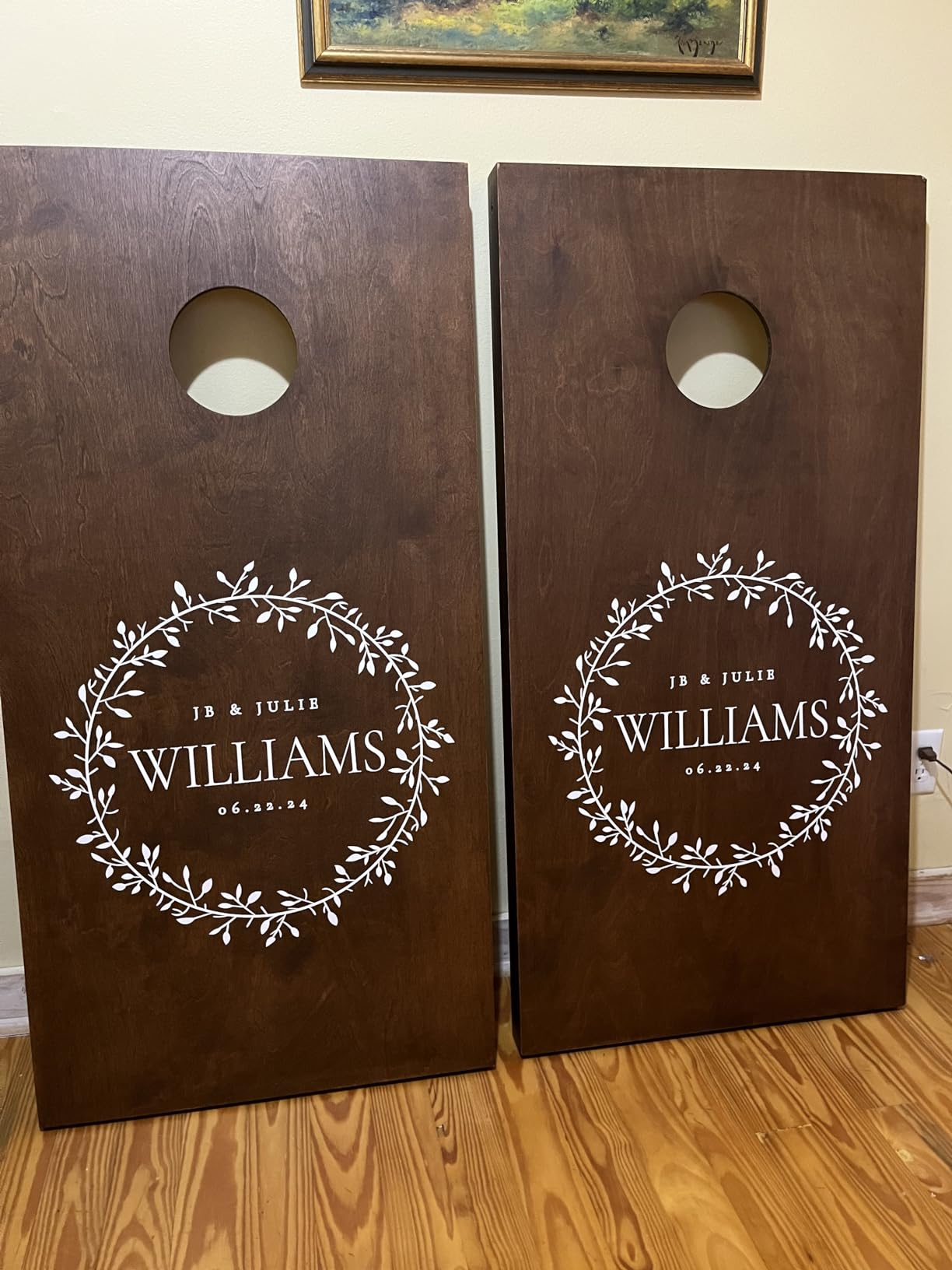 GoSports 4 ft x 2 ft Regulation Size Wooden Cornhole Boards Set with Dark Brown Finish - Includes Carrying Case customer photo 1