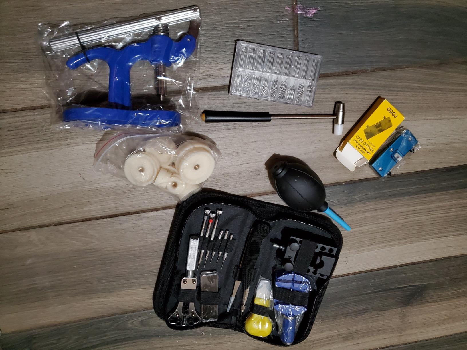 Watch Repair Tool Kit Professional - Watch Tools Including Watch Press Kit, Larger Rubber Dust Blowers, Spring Bars, Watch Battery Replacement Tool Kit, Watch Band Link Pins with Carrying Case (406pcs) customer photo 1