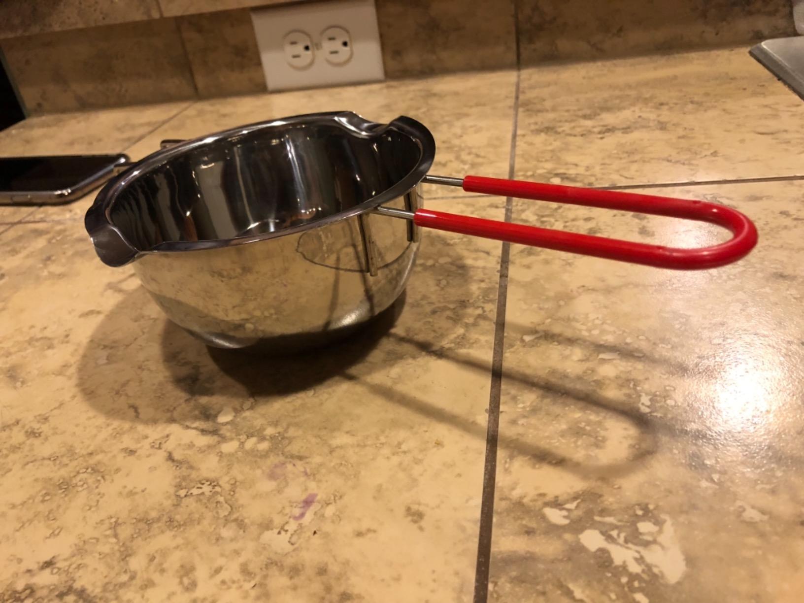 Stainless Steel Double Boiler Pot with Heat Resistant Handle for Melting Chocolate, Candy and Candle Making (18/8 Steel, 20oz, Universal Insert) customer photo 1