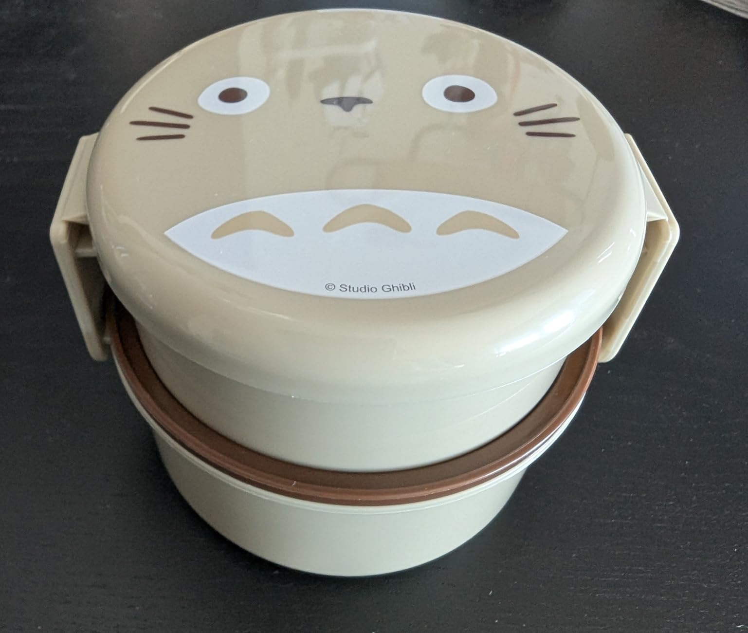 Skater Kiki's Delivery Service 2 Tier Round Bento Lunch Box with Fork (17oz) - Authentic Japanese Design - Microwave Safe - Black customer photo 2