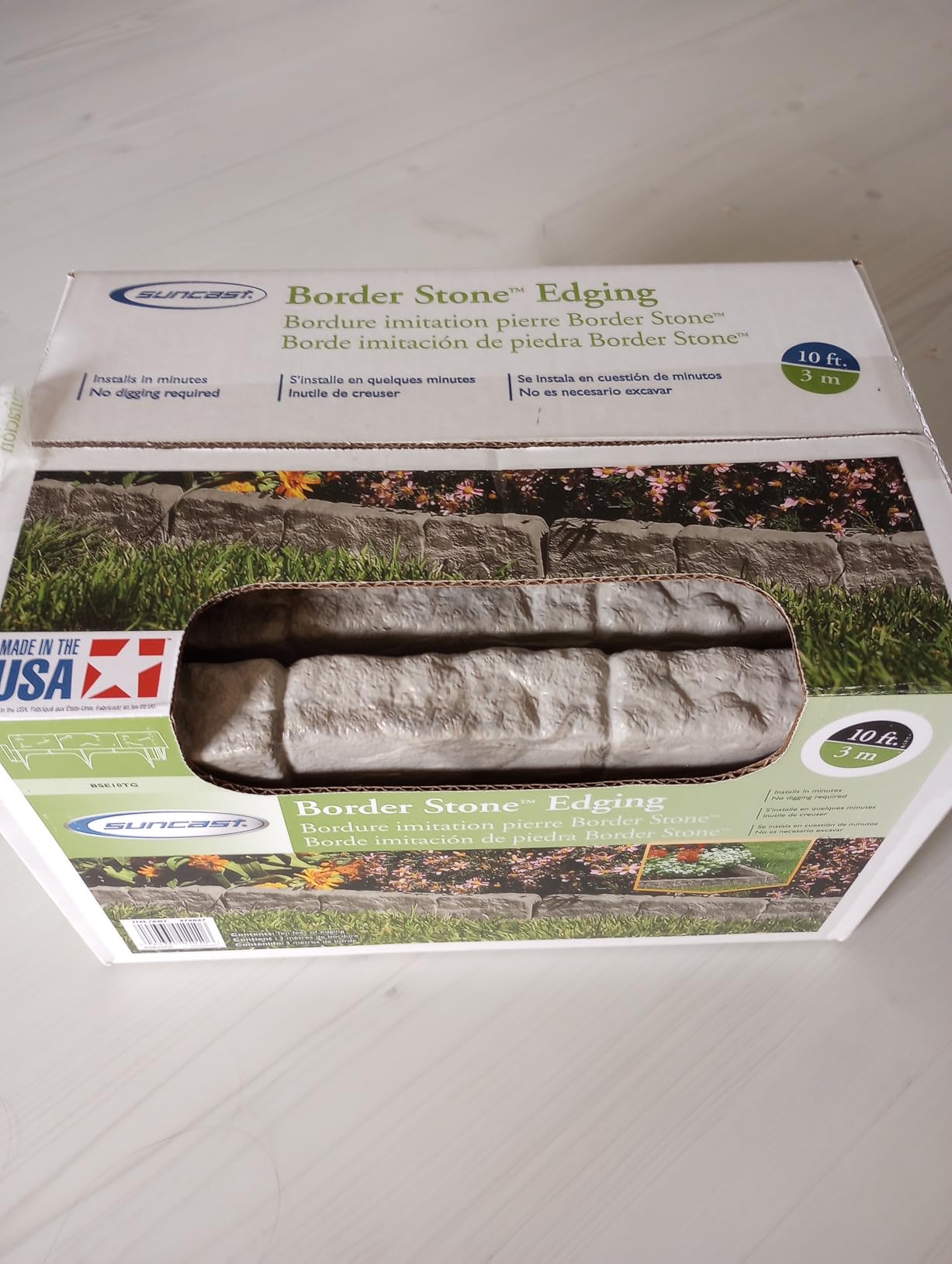 Suncast Interlocking Border Edging - Stone-Like Poly Construction for Garden, Lawn, and Landscape Edging - Water Resistant Border for Containing Trees, Flower Beds and Walkways - Light Taupe, 20 customer photo 2