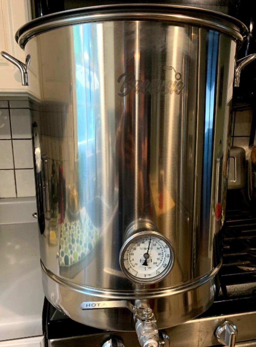 BREWSIE Stainless Steel Home Brew Kettle w/Dual Filtration. Equip with False Bottom Thermometer and Ball Valve for Brewing (10 Gal/ 40 Quart) customer photo 2