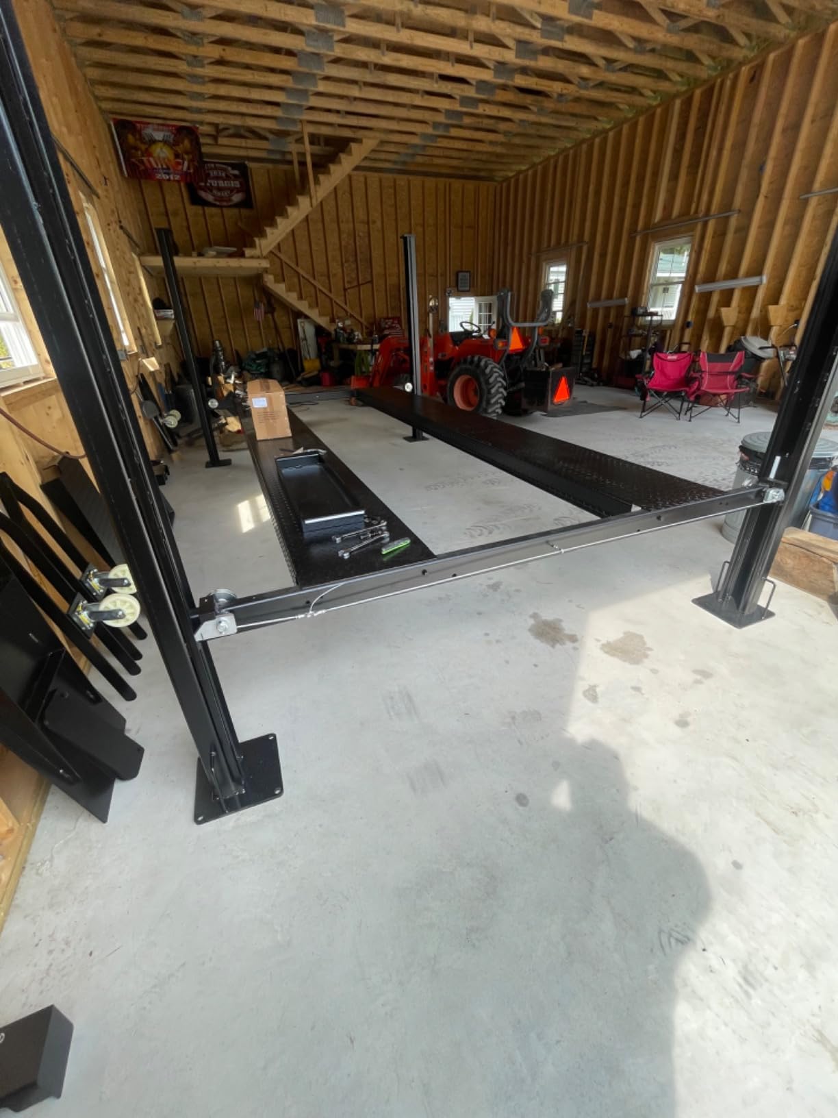 APlusLift 8SXLT 8000LB Extra Tall Long Wide 4-Post Car Lift 3 Year Warranty | CE Certified 12000LB Static Load Test. Removable Aluminum Ramp. High Efficient Motor Low Current. Powercord & Plug included customer photo 1