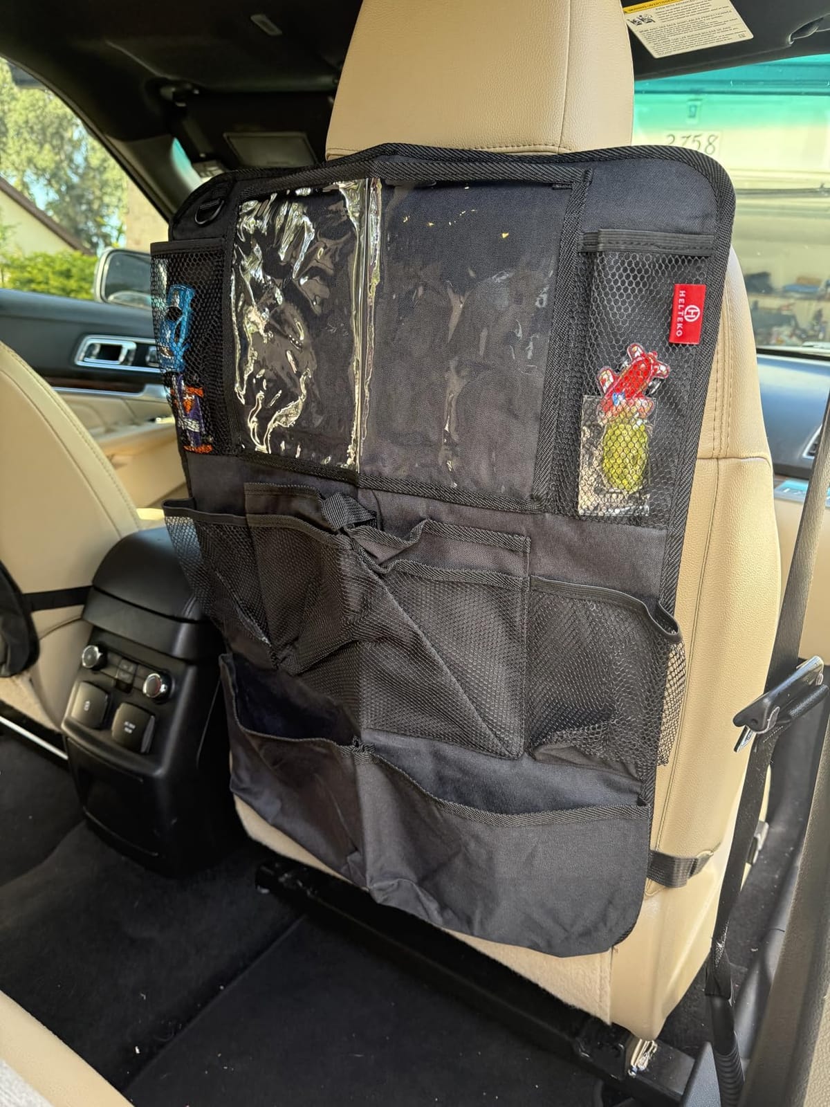 Helteko Backseat Car Organizer, Kick Mats Back Seat Protector with Touch Screen Tablet Holder, Back Seat Organizer for Kids, Travel Accessories with 9 Storage Pockets 2 Pack, Black customer photo 2