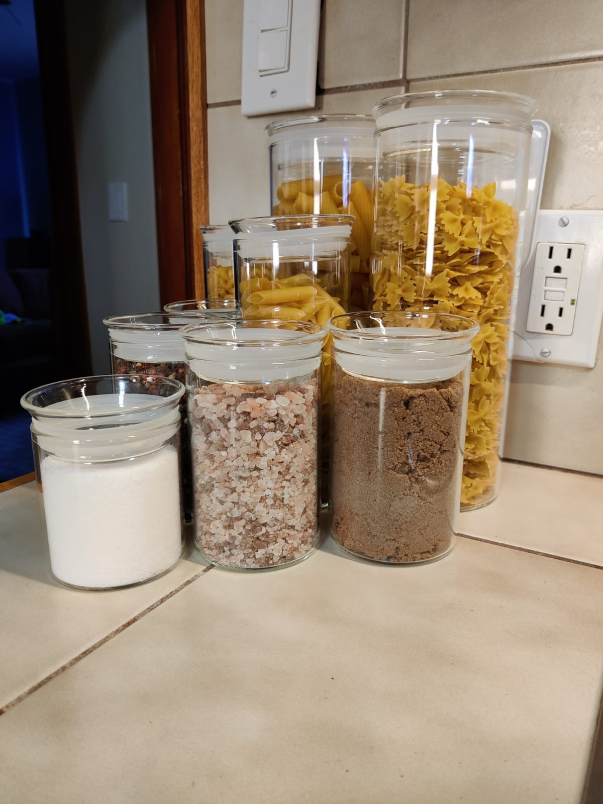 ZENS 10oz Glass Jars with Airtight Lid, 4 Pack Glass Kitchen Canisters Set for Spice, Loose Tea, Small Clear Glass Storage Jars with Labels for Herbs, Sugar | Borosilicate Clear Glass Canisters Set customer photo 1
