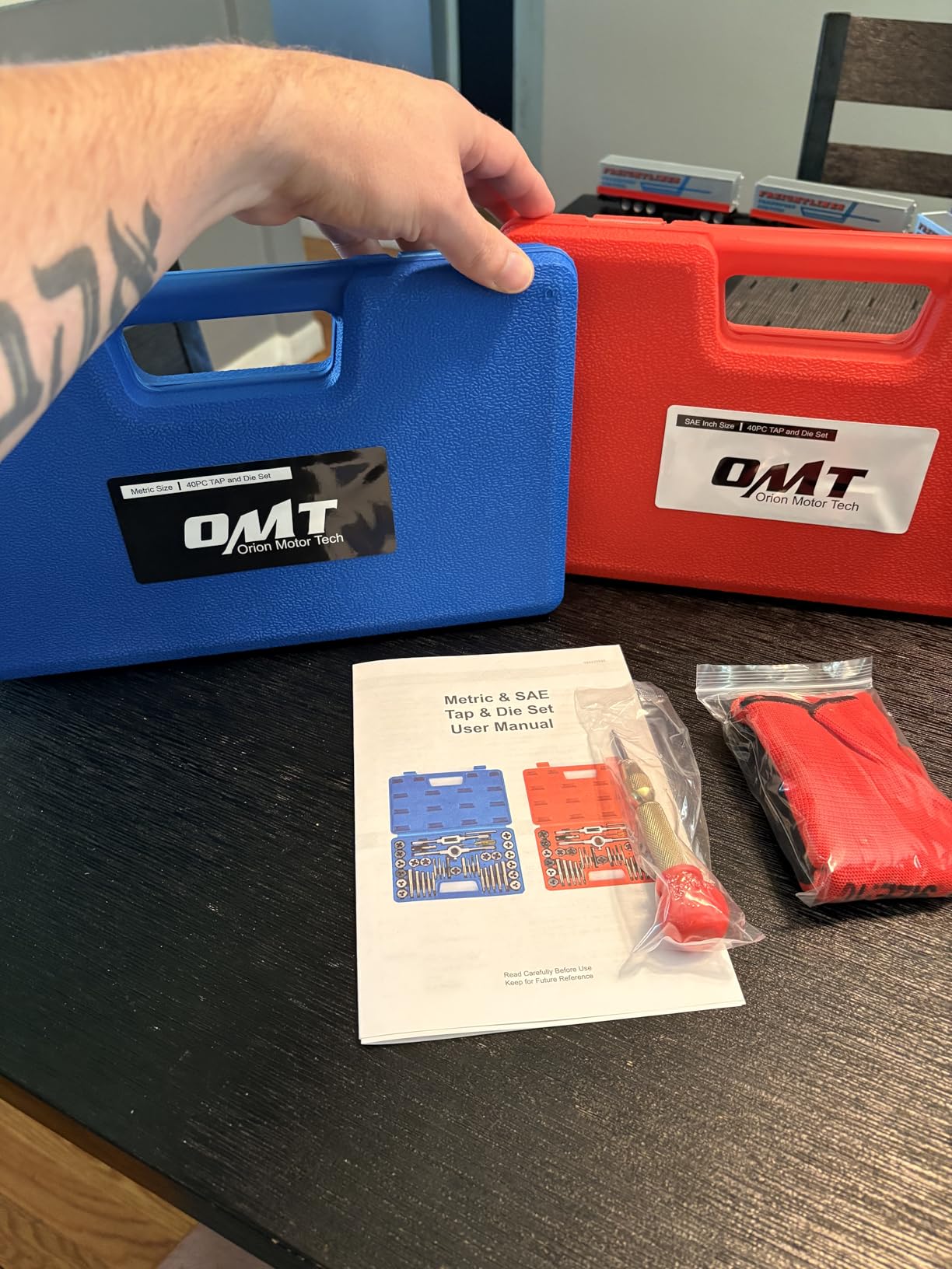 OMT Tap and Die Set, SAE and Metric Thread Repair and Cutting Kit | M3-M12 and #4-1/2 Inch, High-Carbon Chromium Steel, Internal and External Threads, Mechanics and Craftsmen, Coarse and Fine customer photo 1