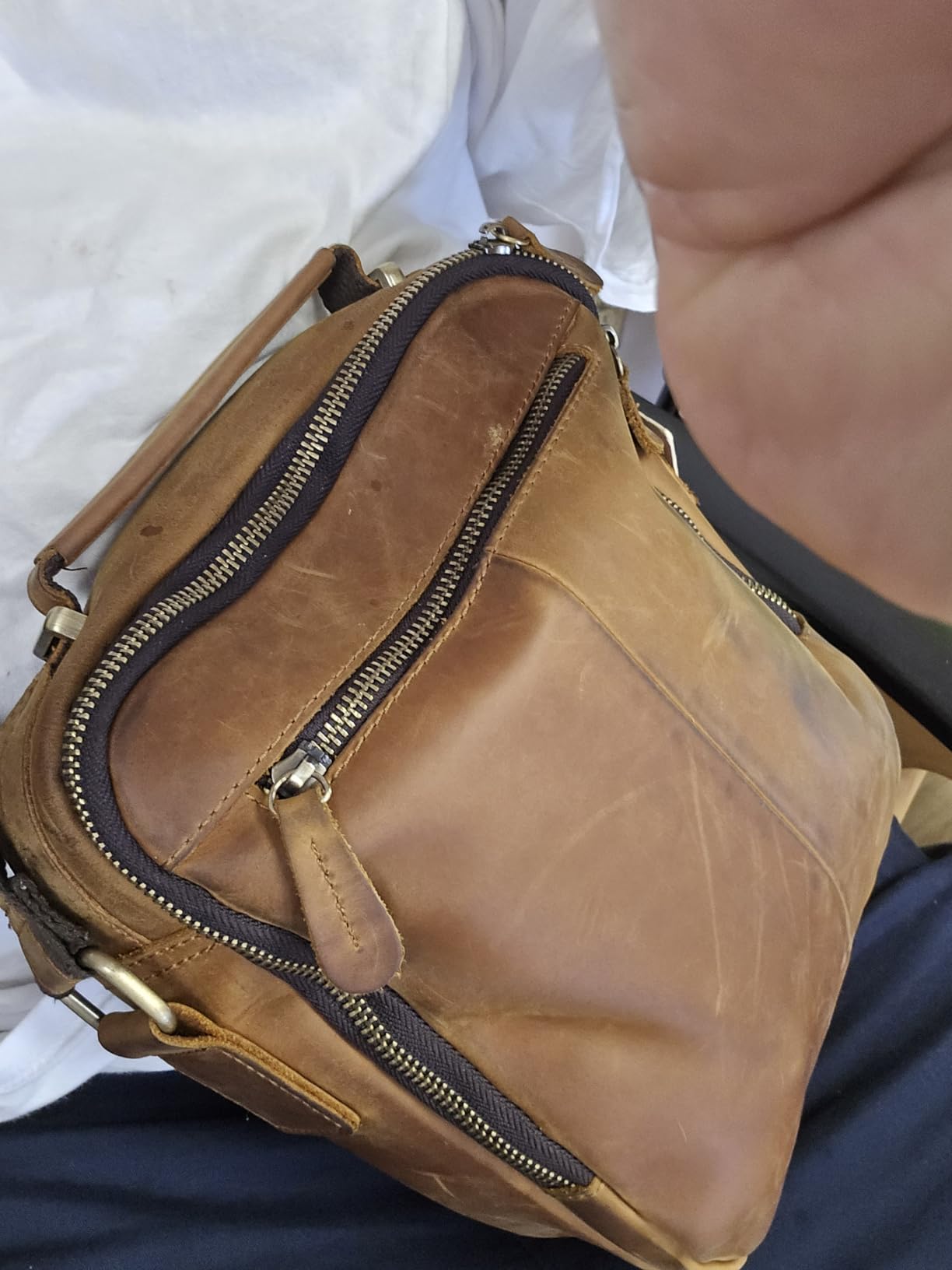 Jack&Chris Leather Messenger Bag for Men, Man Purse Crossbody Bags for Work Business customer photo 2