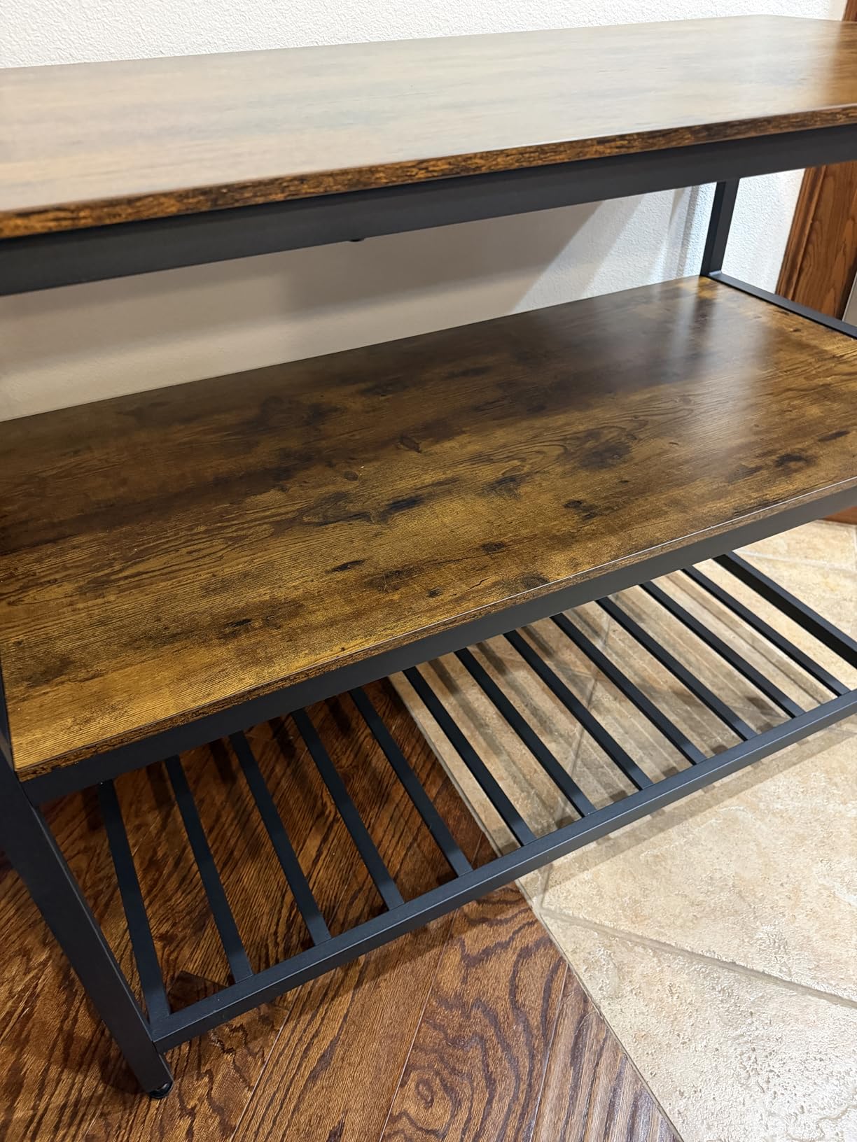 VASAGLE Kitchen Island with 3 Shelves, Storage Cabinet, Steel Structure, 47.2 Inches Width, Rustic Brown and Matte Black, BARNET Collection UKKI01BX customer photo 2