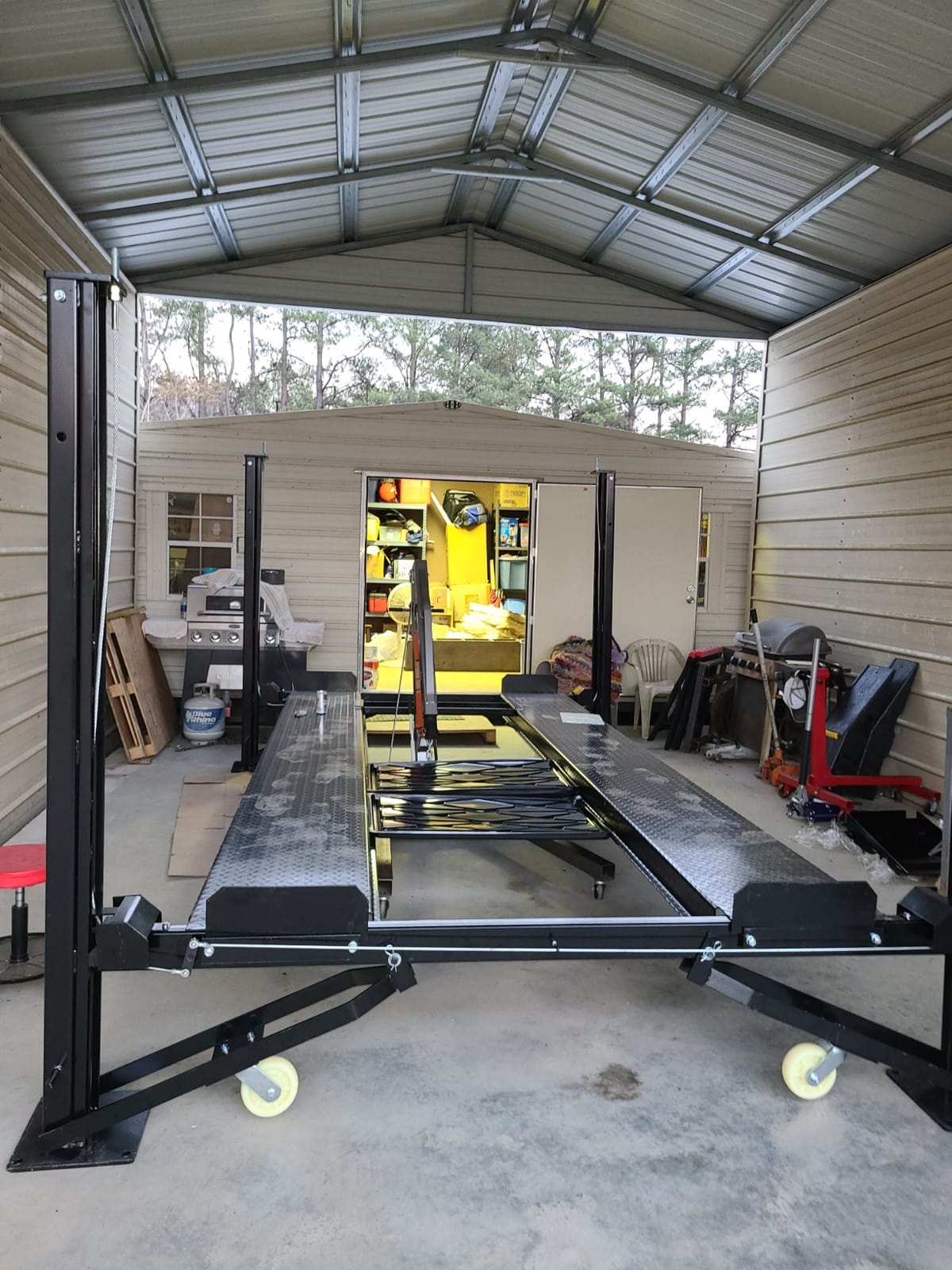 APlusLift HW-8S 8000LB 4-Post Storage Service Car Lift 3 Year Warranty | CE Certified 12000LB Static Load Test. Removable Aluminum Ramp. High Efficient Motor Low Current. Powercord & Plug included customer photo 1
