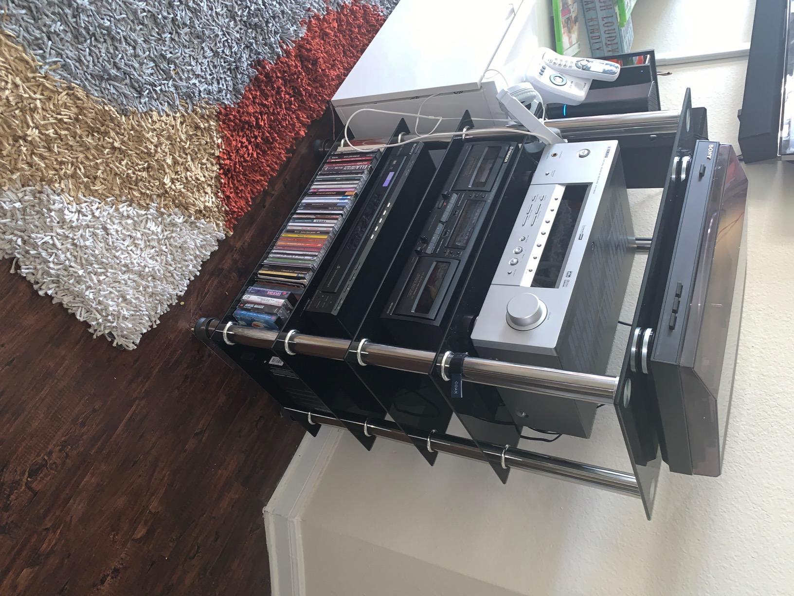Mount-It! Tempered Glass AV Component Media Stand, Audio Tower and Media Center with 5 Shelves, 220 Lbs Total Capacity, Black Shelves Chrome Legs (MI-8671) customer photo 1
