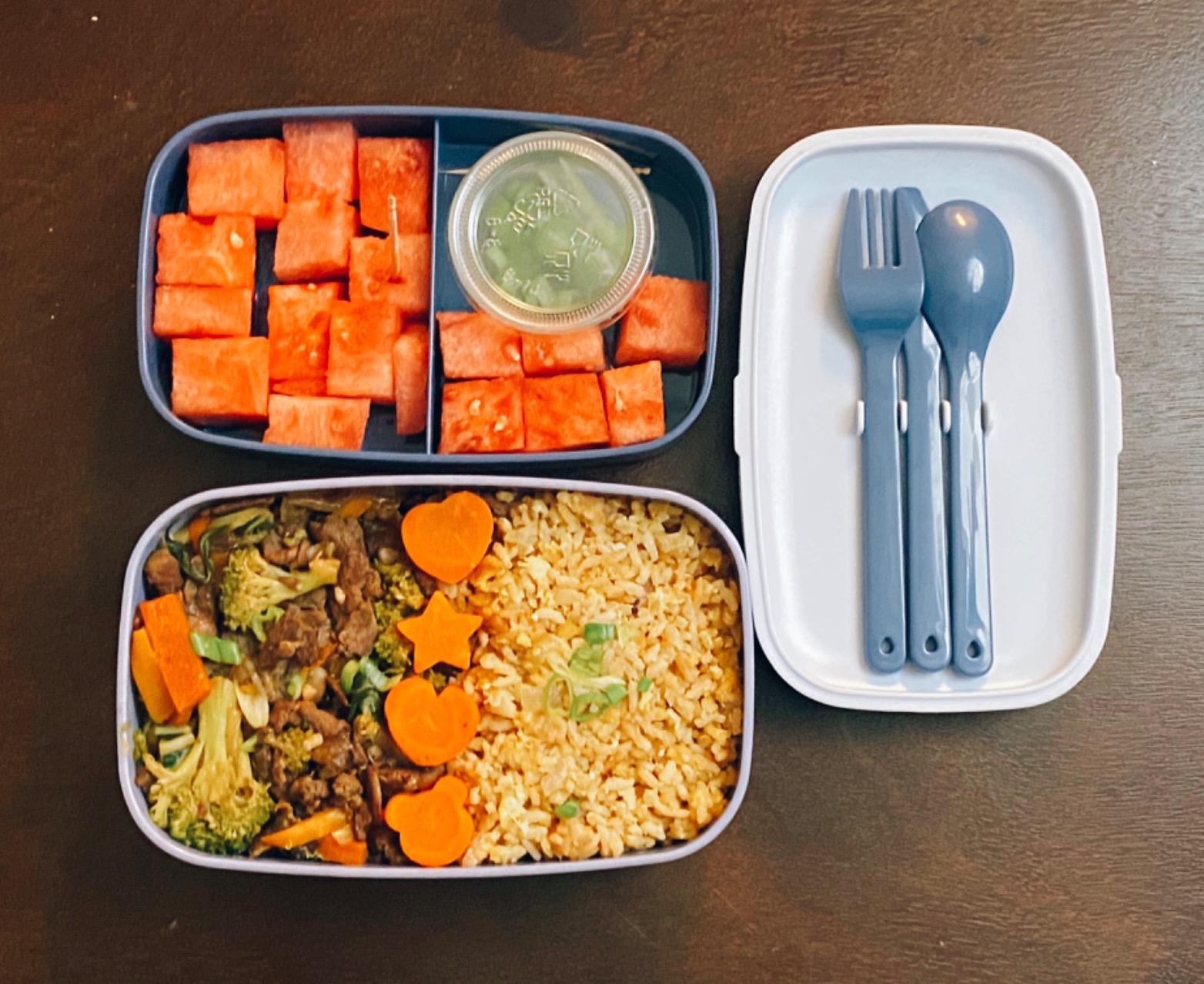 Bentgo Classic Stackable 3-Compartment Adult Bento-Style Lunch Box | Removable Utensil Set and Sealing Strap, BPA-Free, Food Container Ideal for Meal Prep, Work, and On the Go (Blush Marble) customer photo 2