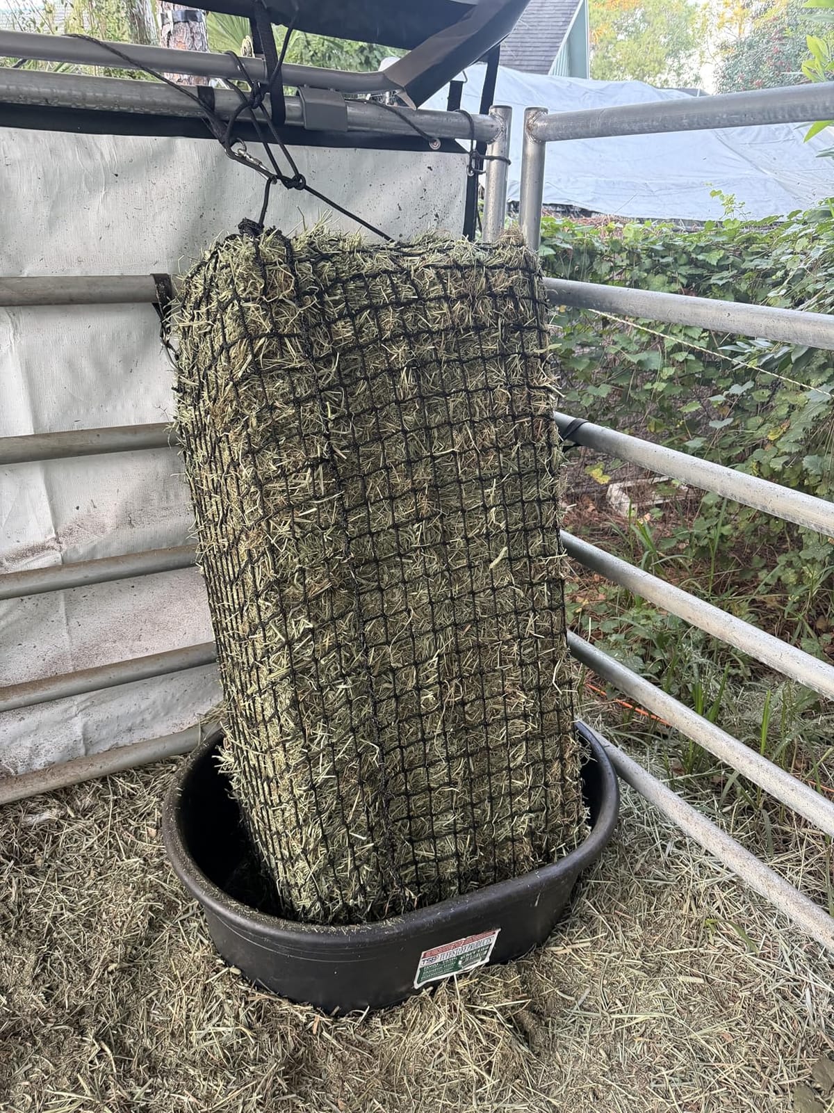 Aoneky Large Hay Net for Horses Slow Feed Horse Feeder Hay Bag 47 Inch Bale Size with Soft Knotless Nylon Mesh Fits Small Square Bales Up to 36x18x18 Inch customer photo 1