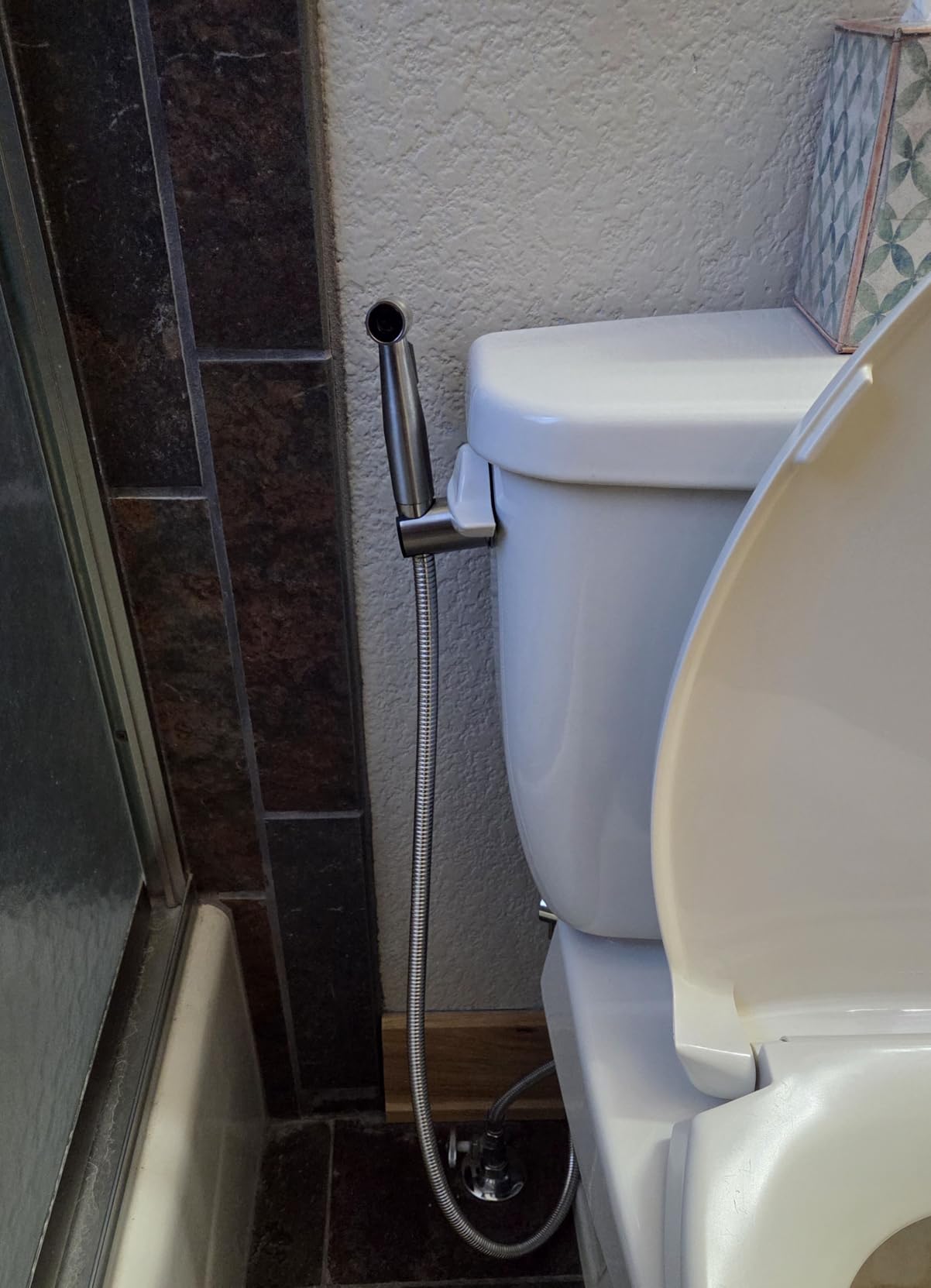 Arofa Handheld Bidet Sprayer, Bidet Attachment for Toilet, Brushed Nickel | Adjustable Water Flow, Leak-Free Hose, 7/8