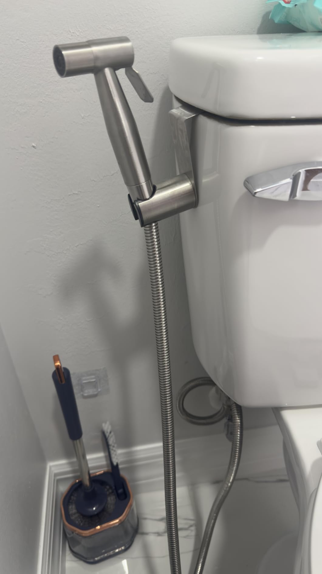 Arofa Handheld Bidet Sprayer, Bidet Attachment for Toilet, Brushed Nickel | Adjustable Water Flow, Leak-Free Hose, 7/8