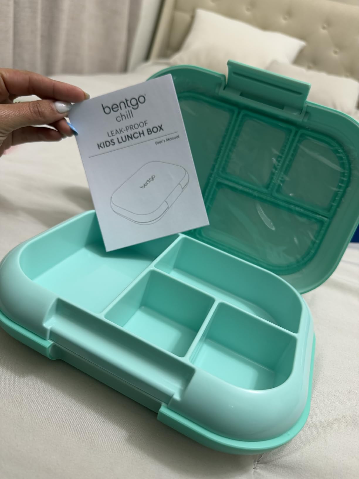 Bentgo Chill Kids 4-Compartment Bento Box Leakproof Lunch Box | Built-In Ice Pack, 3.3 Cup Capacity, BPA-Free, Microwave & Dishwasher Safe Tray, Ideal for Ages 3-7 (Gray) customer photo 2