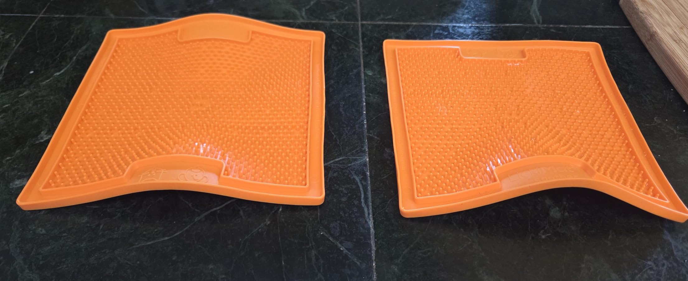 LickiMat Classic Soother Slow Feeder for Dogs Lick Mat Boredom Anxiety Reducer Perfect for Food Treats Yogurt Liquid Food Peanut Butter Fun Alternative to a Slow Feed Dog Bowl, Orange customer photo 2
