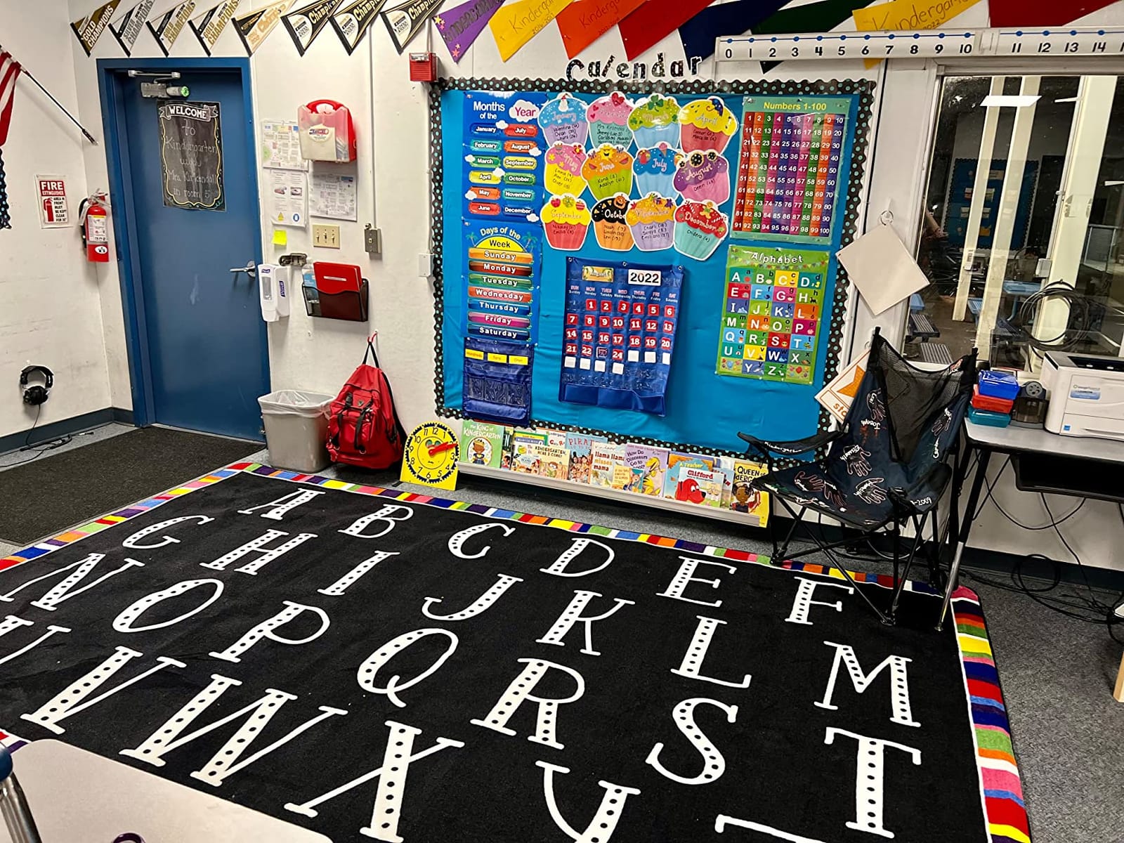 Flagship Carpets Colorful Abc's Multicolor Border Area Rug for Childrens Classroom, at Home Education or Kids Play Room, 6' x 8'4